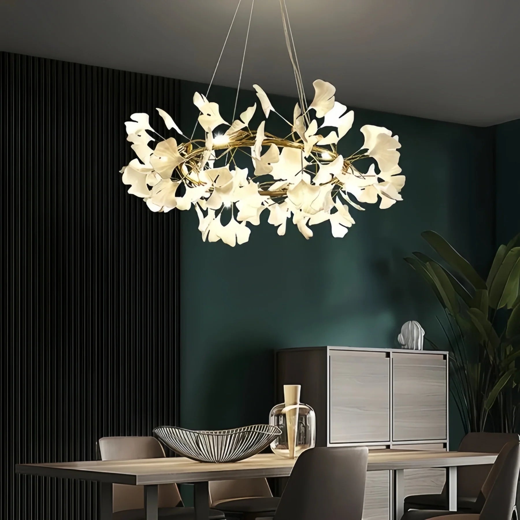 BU Ginkgo Ceramic Circle Chandelier-
