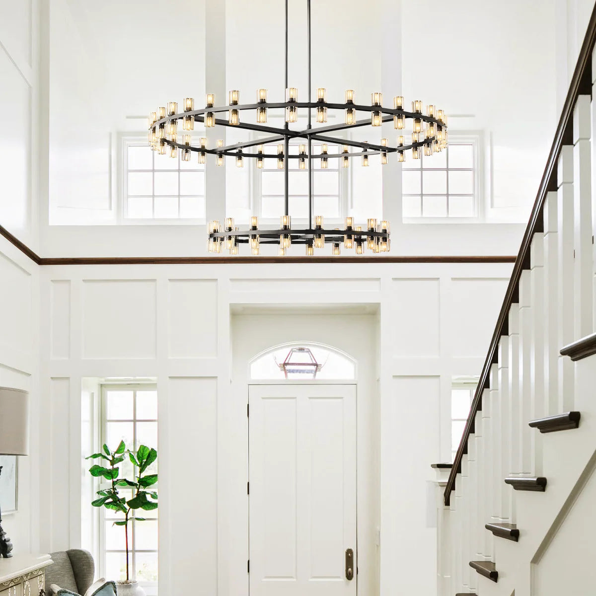 Arcachan Crystal 2-Tier Round Chandelier 60"-Bronze-Blushlighting