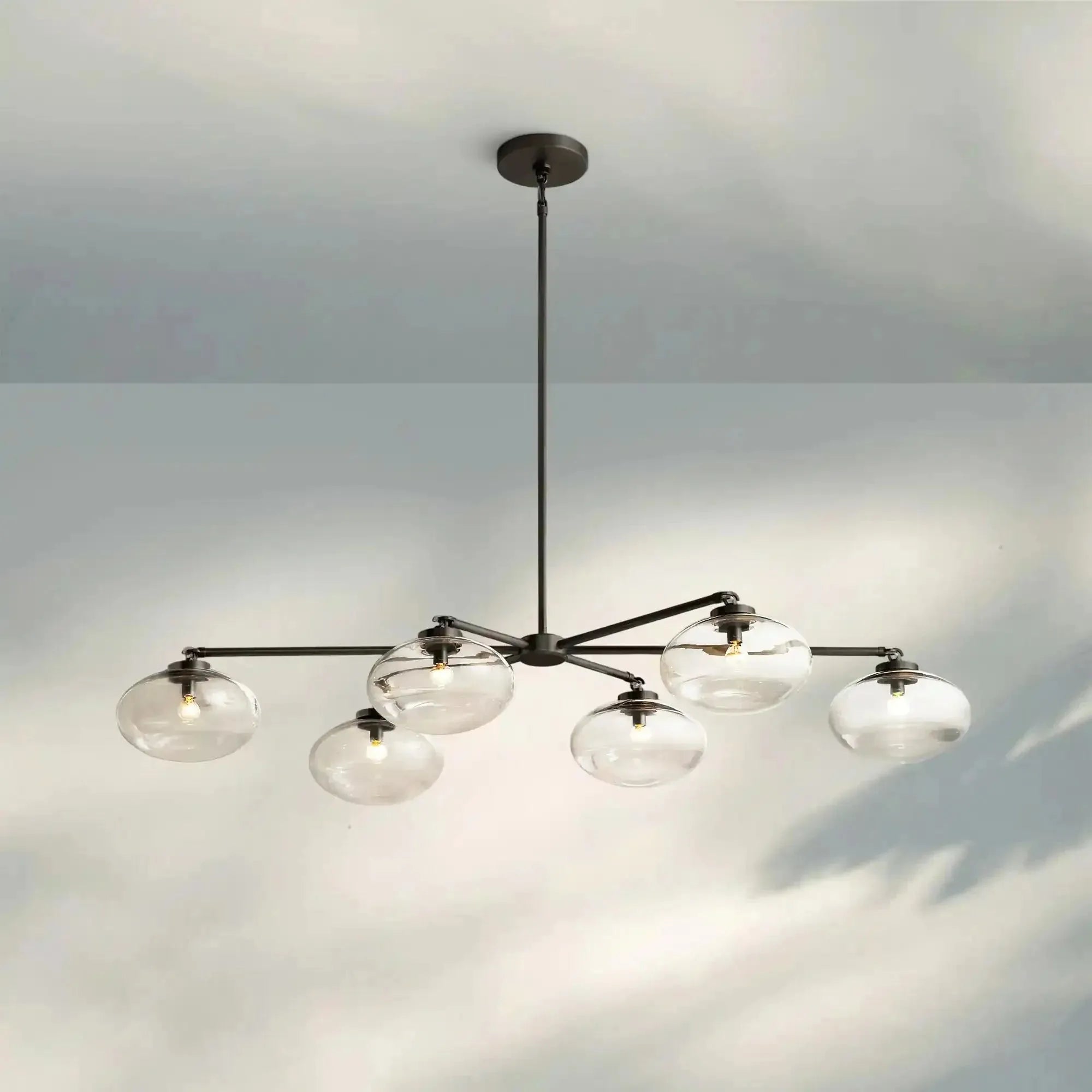 Cabrlet Clear Glass Mobile Linear Chandelier - Blushlighting