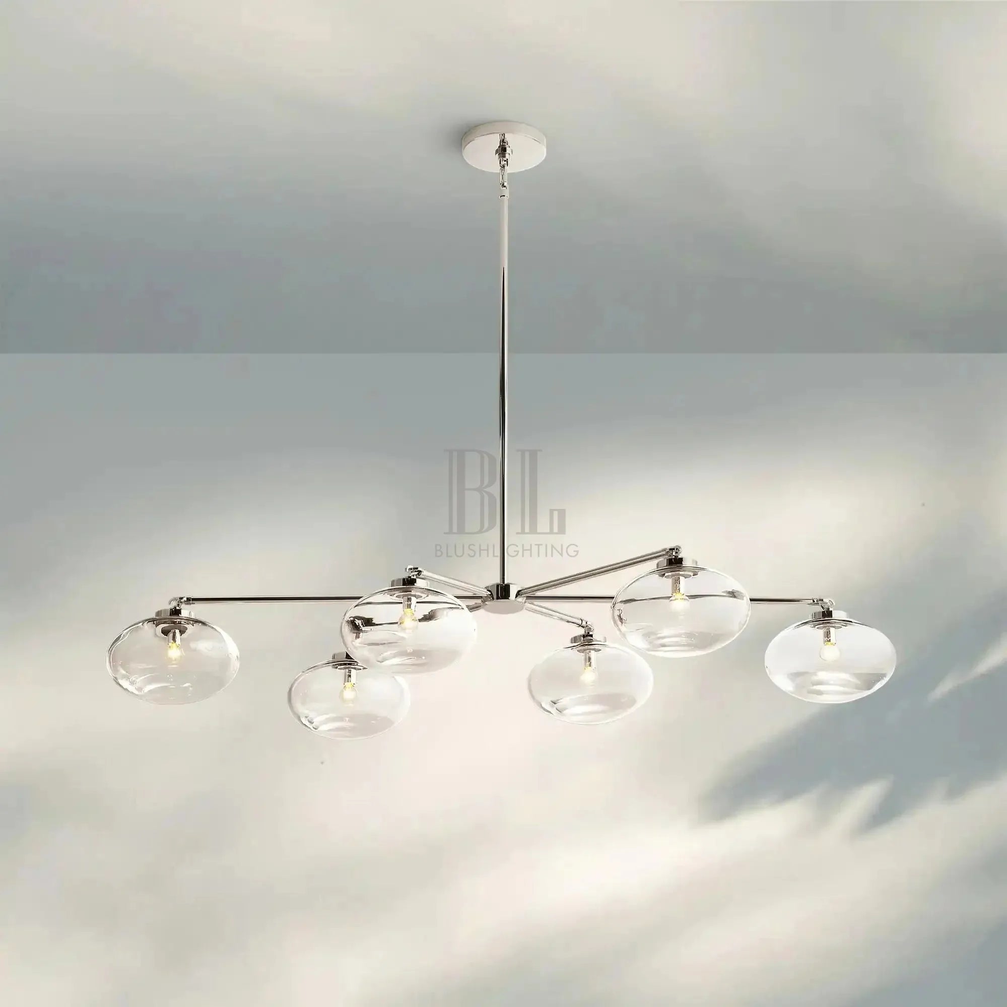 Cabrlet Clear Glass Mobile Linear Chandelier - Blushlighting