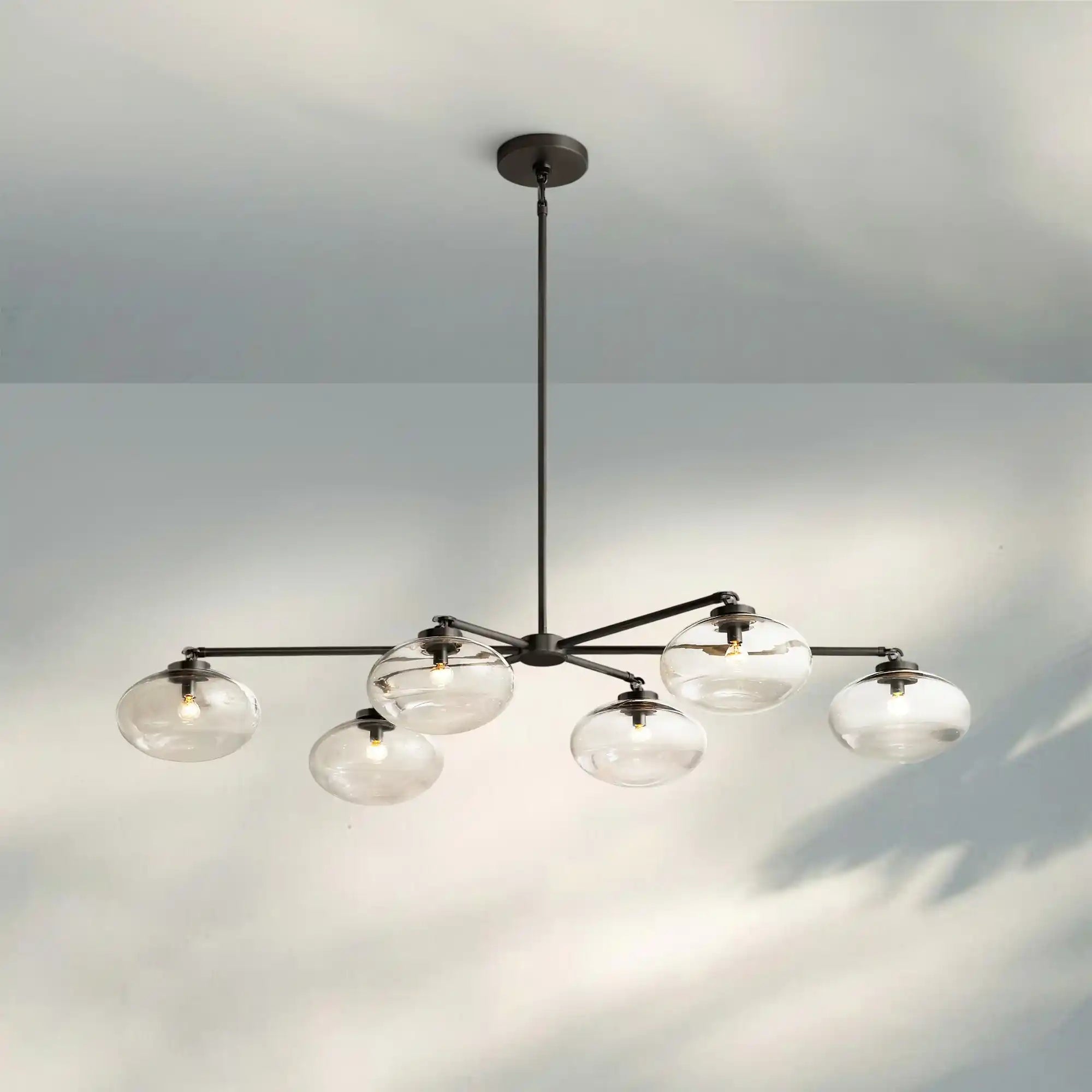 Cabrlet Clear Glass Mobile Linear Chandelier - Blushlighting