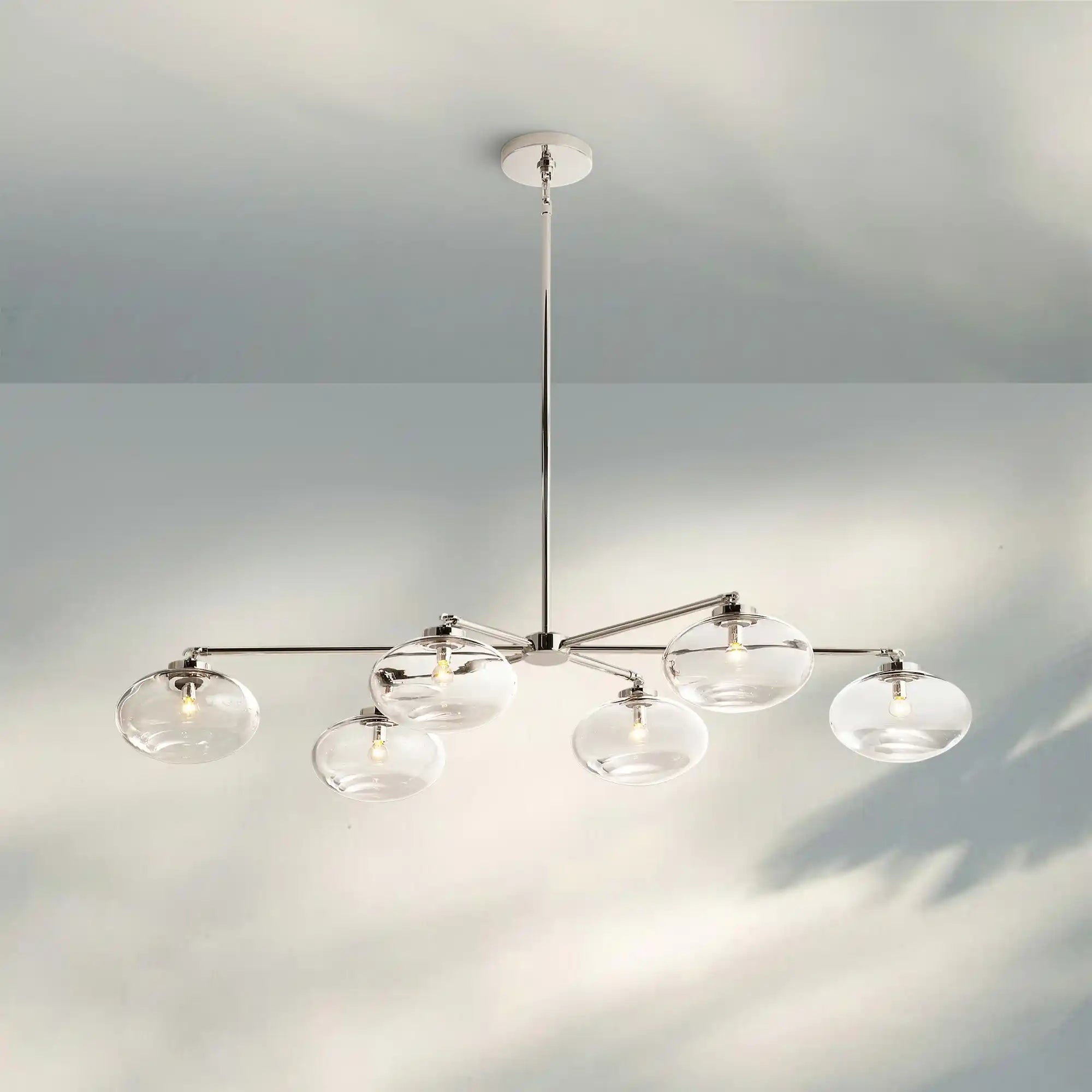 Cabrlet Clear Glass Mobile Linear Chandelier - Blushlighting