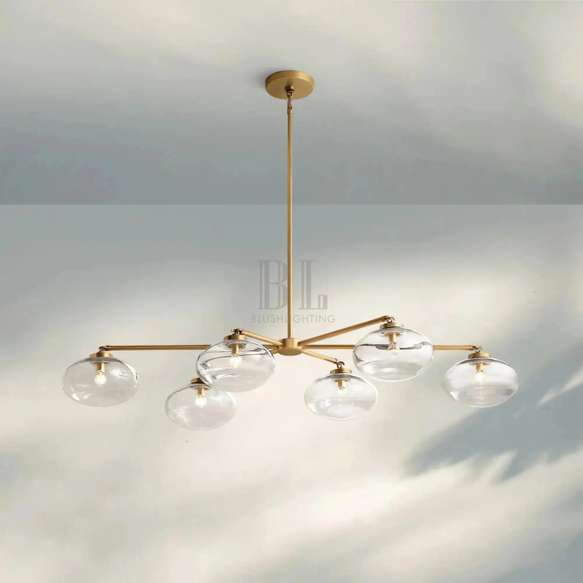 Cabrlet Clear Glass Mobile Linear Chandelier - Blushlighting