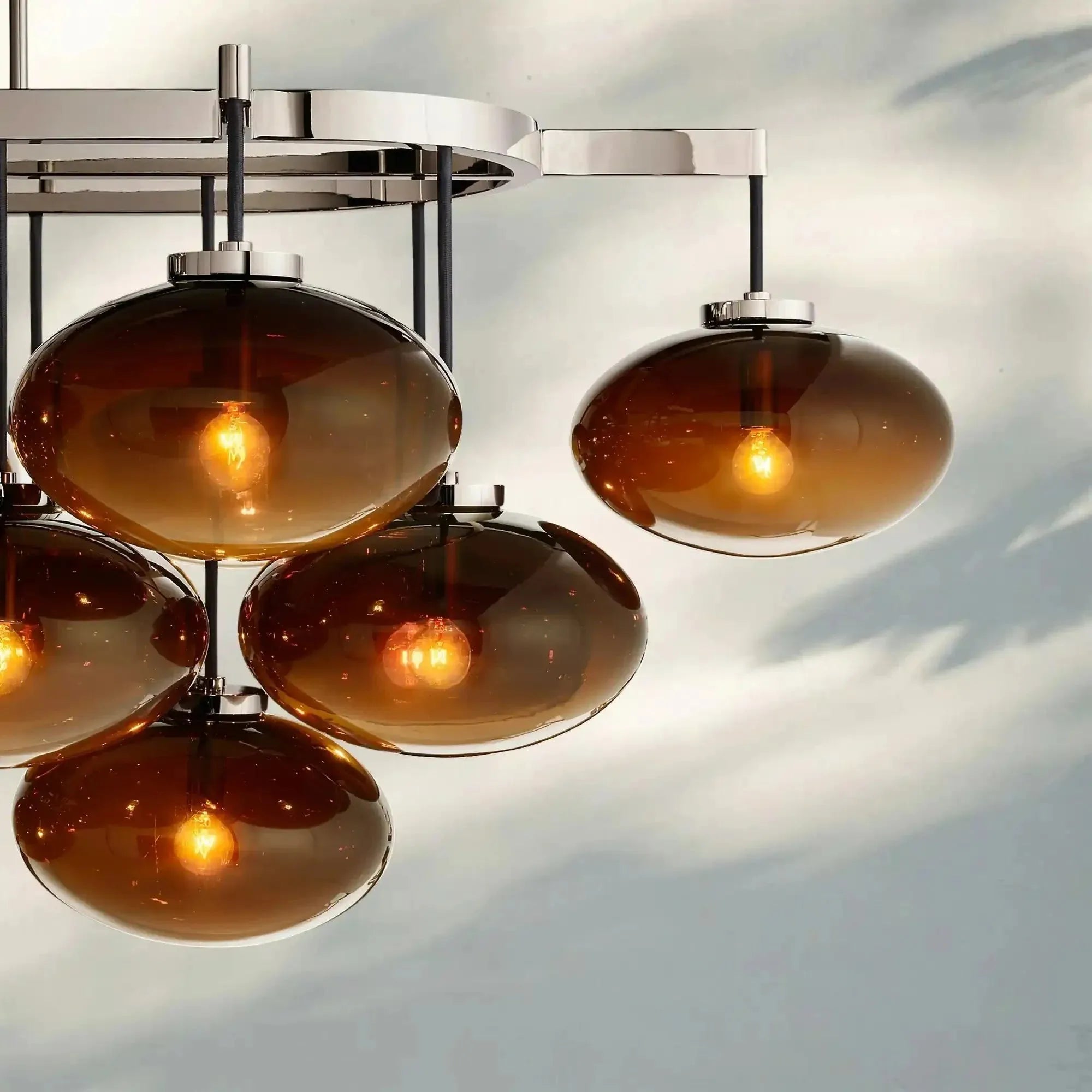 Cabrlet Clear/Amber Glass Linear Chandelier - Blushlighting