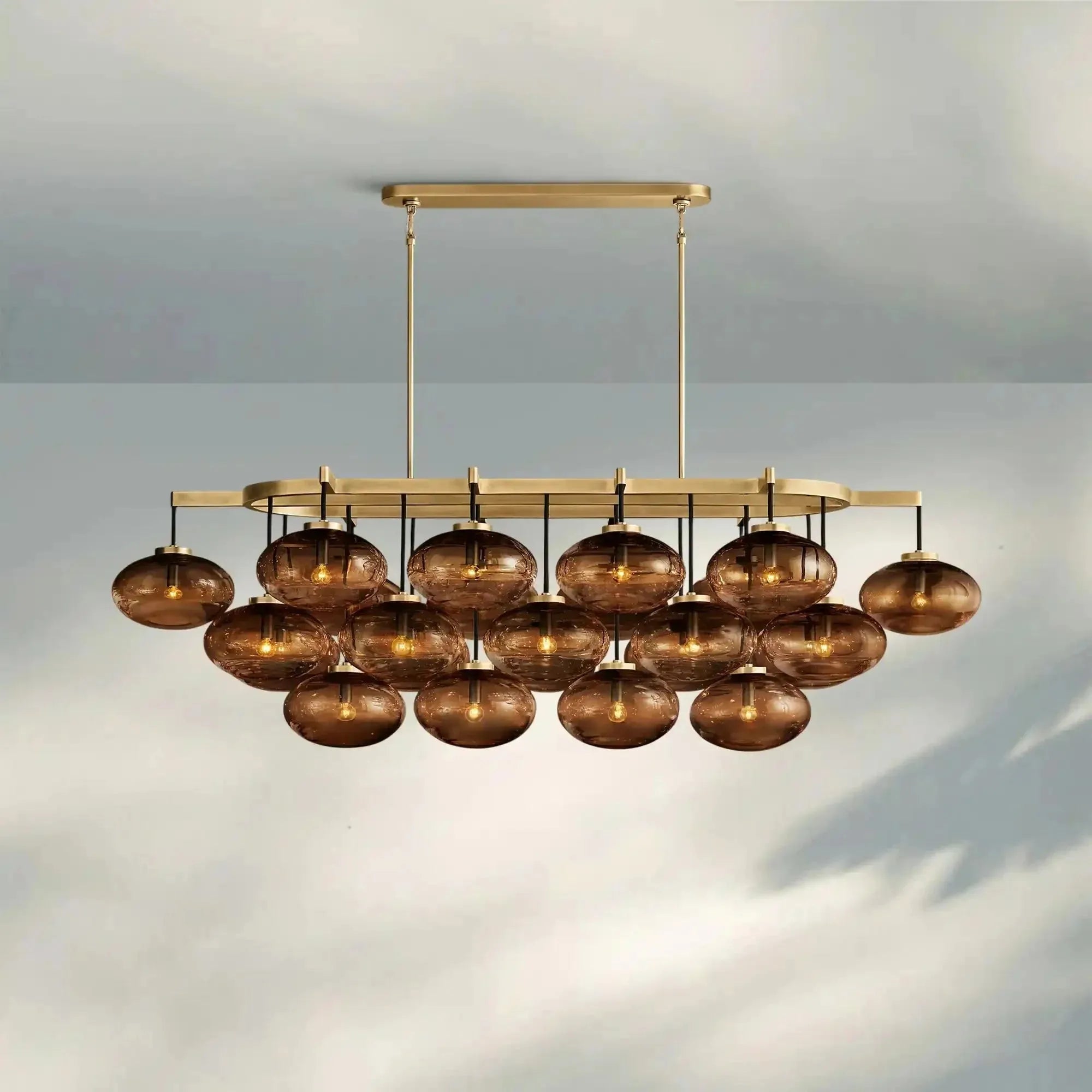 Cabrlet Clear/Amber Glass Linear Chandelier - Blushlighting