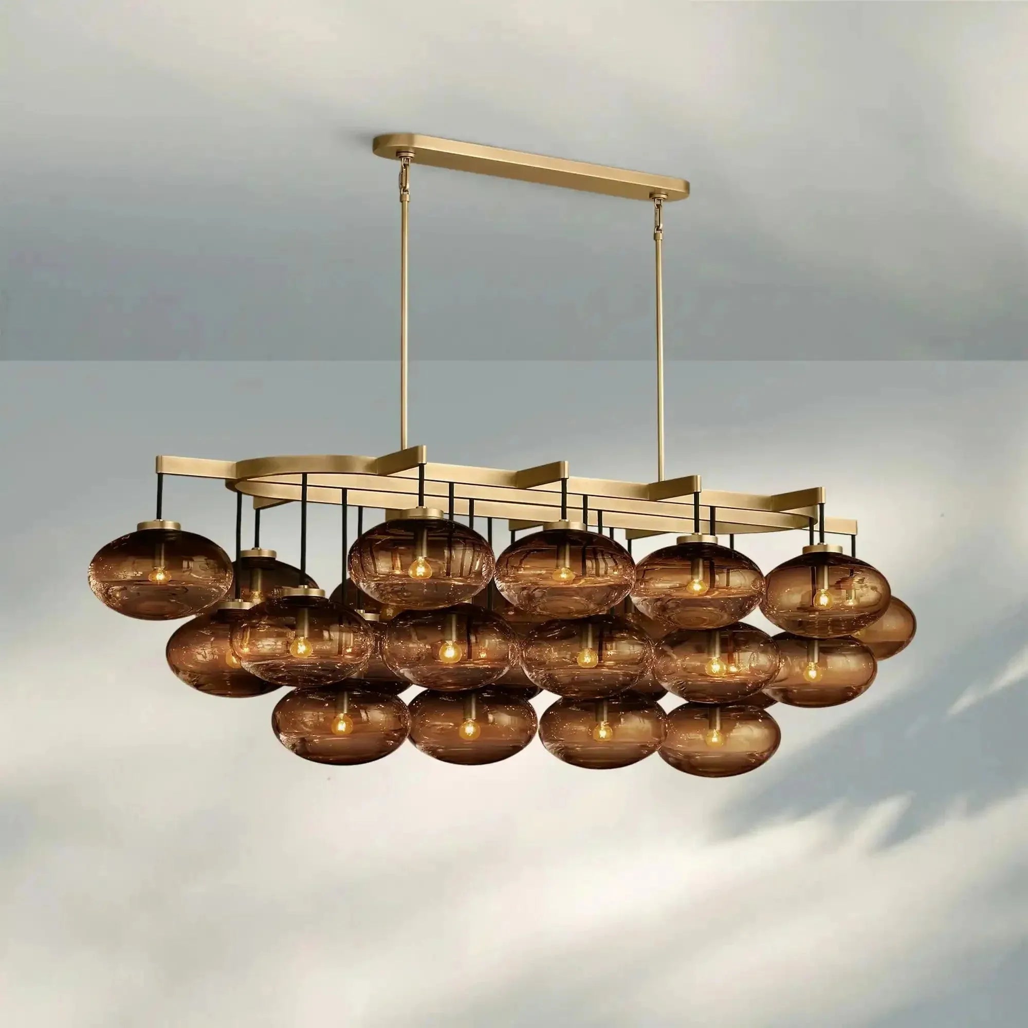 Cabrlet Clear/Amber Glass Linear Chandelier - Blushlighting