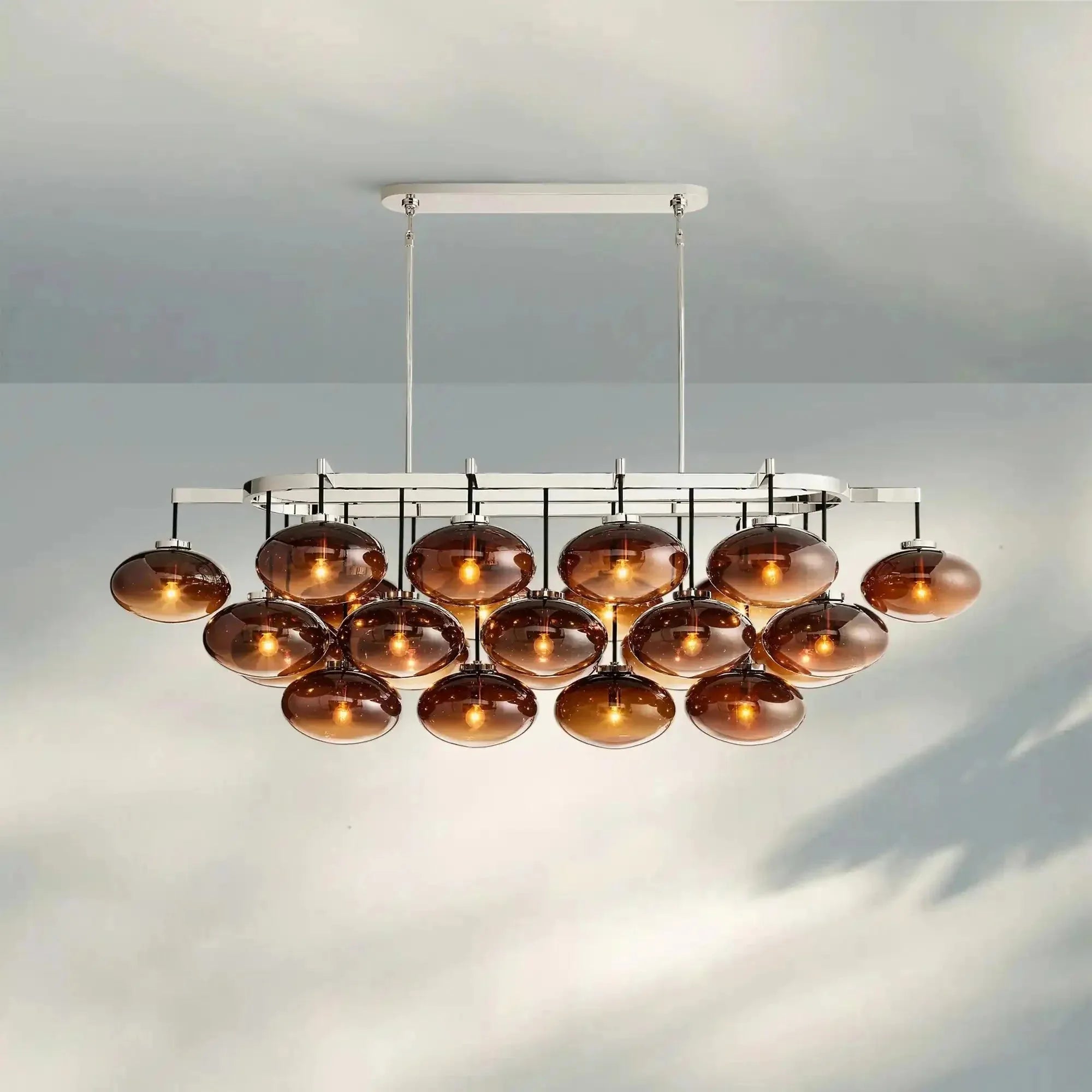 Cabrlet Clear/Amber Glass Linear Chandelier - Blushlighting