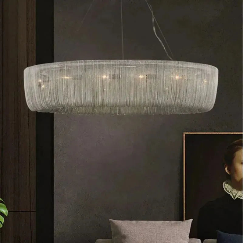 Cadenas Aluminum Chain Tassel Modern Chandelier - 40"Blushlighting