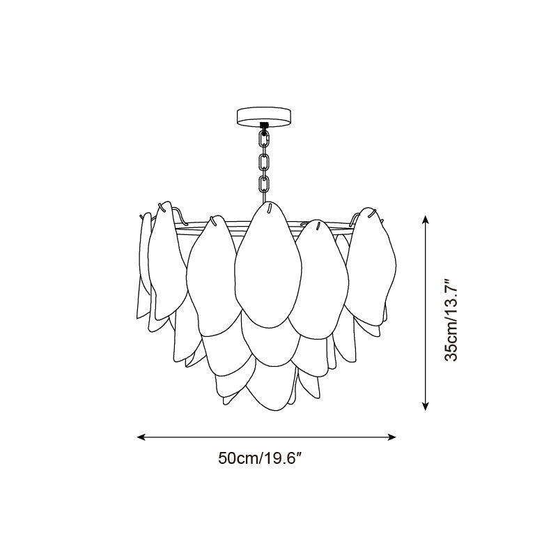 Caia Murano Glass Chandelier for Living Room - L 100cm x H 34cm / ∅ 39.3″ x H 13.3″Pink & WhiteBlushlighting