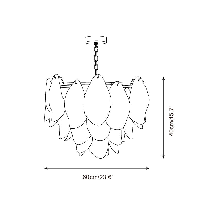 Caia Murano Glass Chandelier for Living Room - L 100cm x H 34cm / ∅ 39.3″ x H 13.3″Pink & WhiteBlushlighting