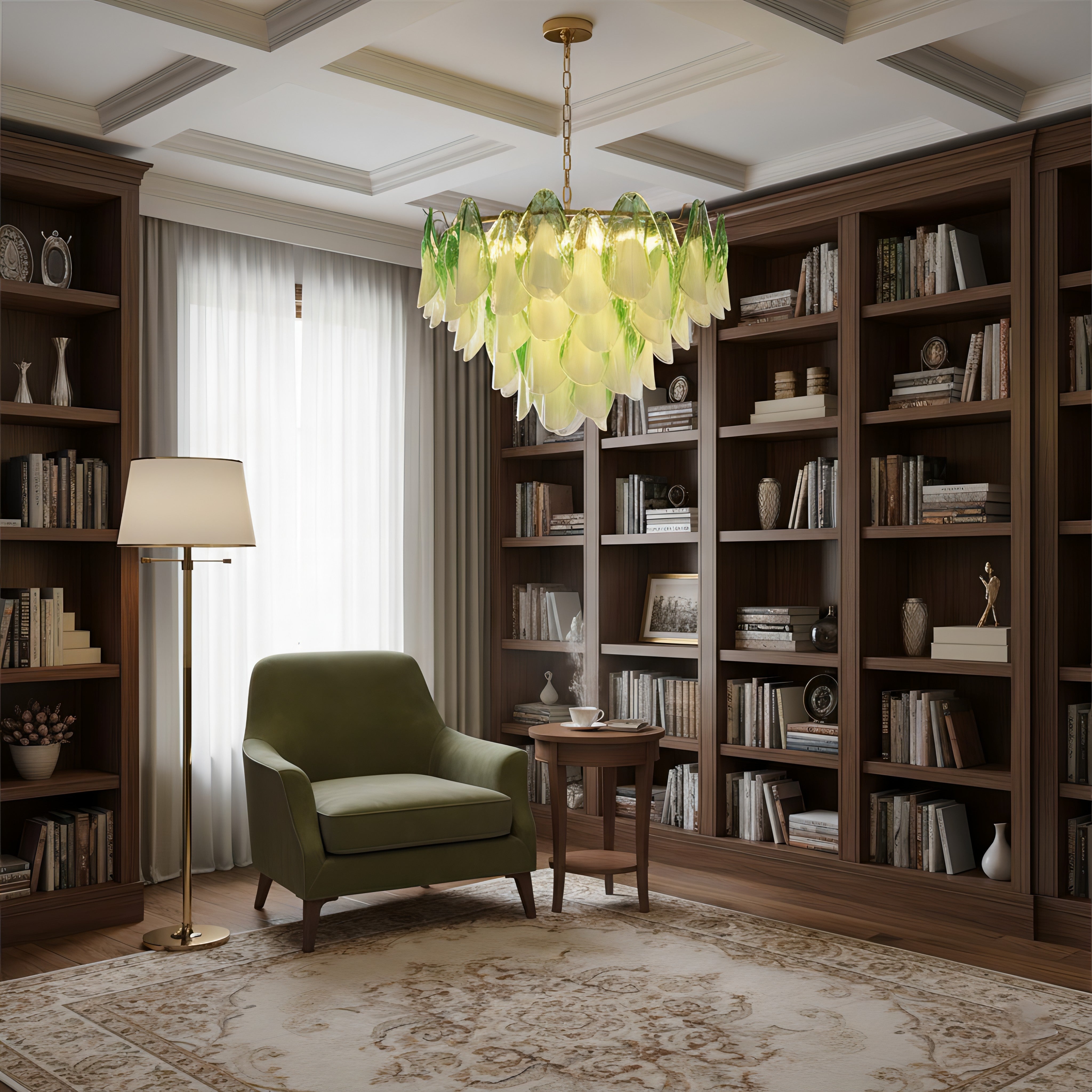 Caia Murano Glass Chandelier for Living Room - L 100cm x H 34cm / ∅ 39.3″ x H 13.3″WhiteBlushlighting