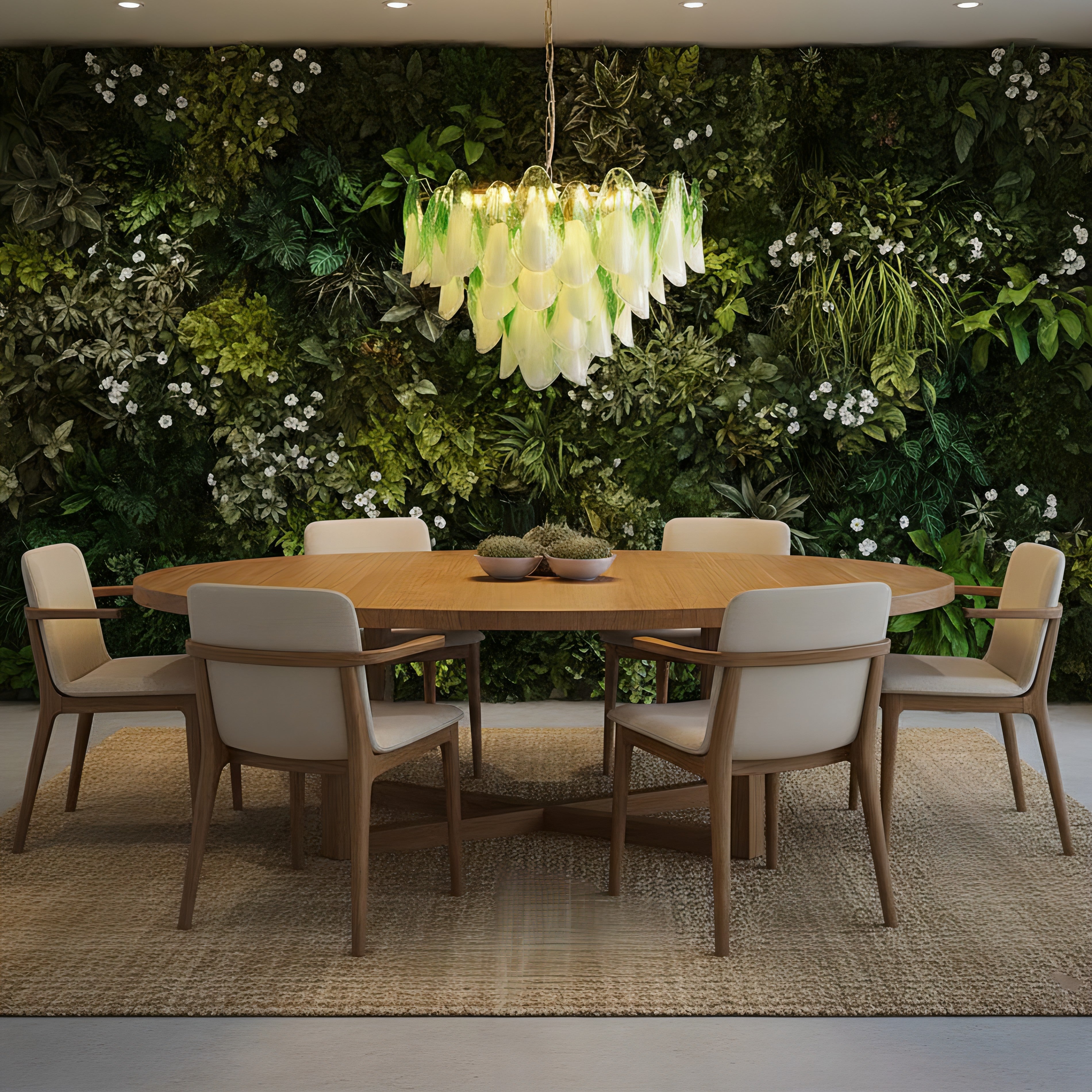 Caia Murano Glass Chandelier for Living Room - L 100cm x H 34cm / ∅ 39.3″ x H 13.3″WhiteBlushlighting