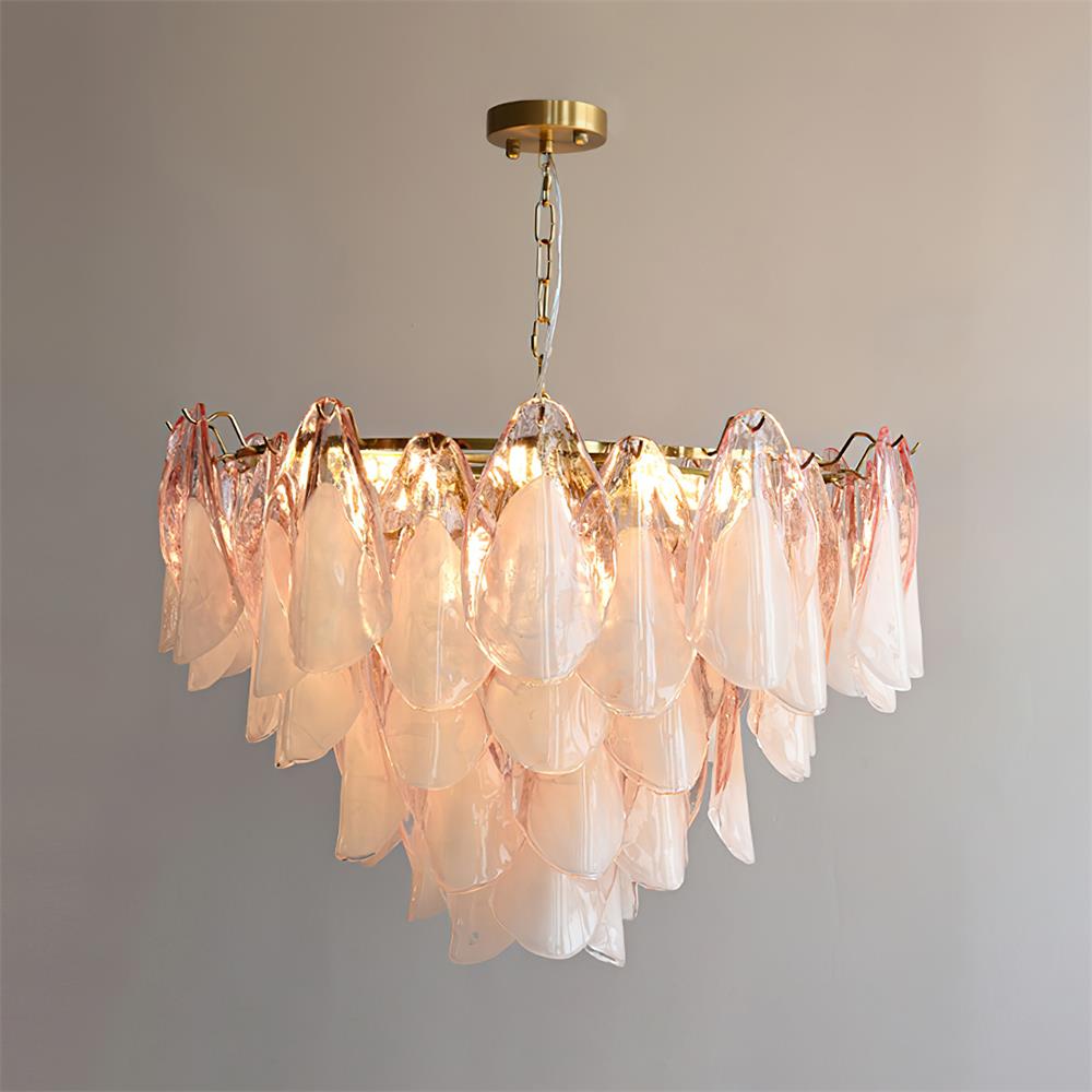 Caia Murano Glass Chandelier for Living Room - Dia 80cm x H 50cm / ∅ 31.4″ x H 19.6″Pink & WhiteBlushlighting