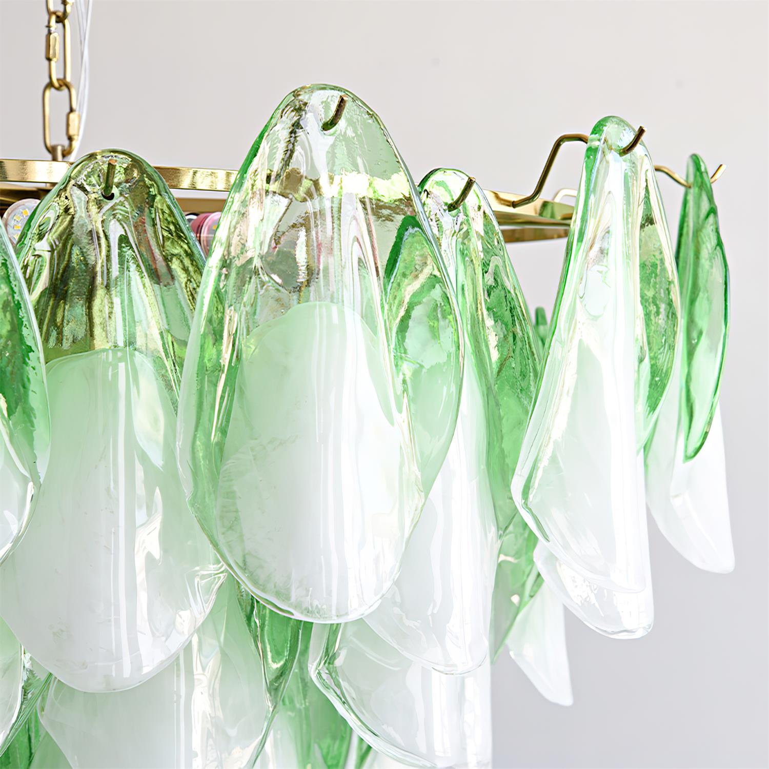 Caia Murano Glass Chandelier for Living Room - Dia 50cm x H 35cm / ∅ 19.6″ x H 13.7″Green & WhiteBlushlighting