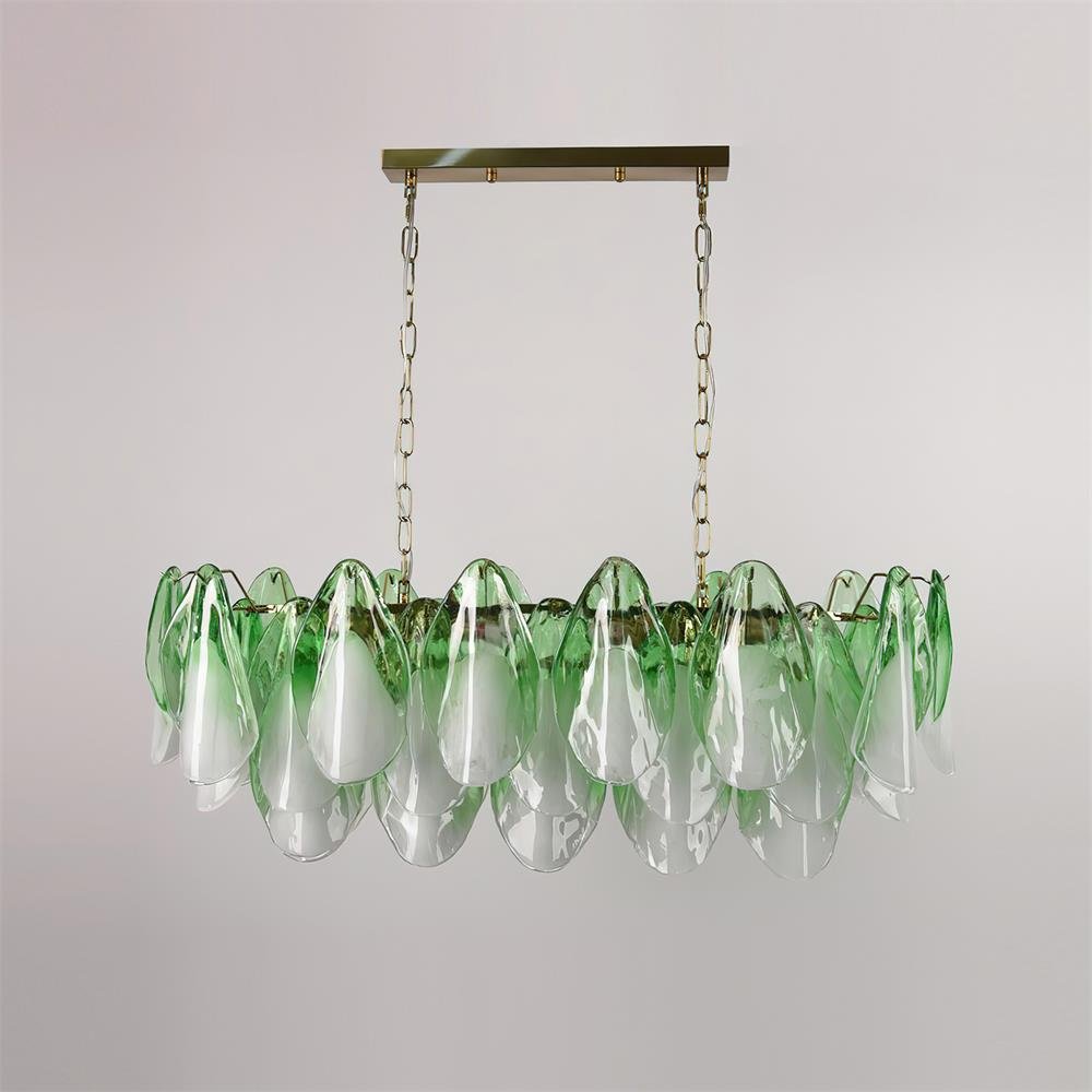 Caia Murano Glass Chandelier for Living Room - L 100cm x H 34cm / ∅ 39.3″ x H 13.3″Green & WhiteBlushlighting