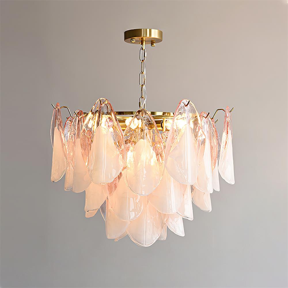 Caia Murano Glass Chandelier for Living Room - Dia 50cm x H 35cm / ∅ 19.6″ x H 13.7″Pink & WhiteBlushlighting