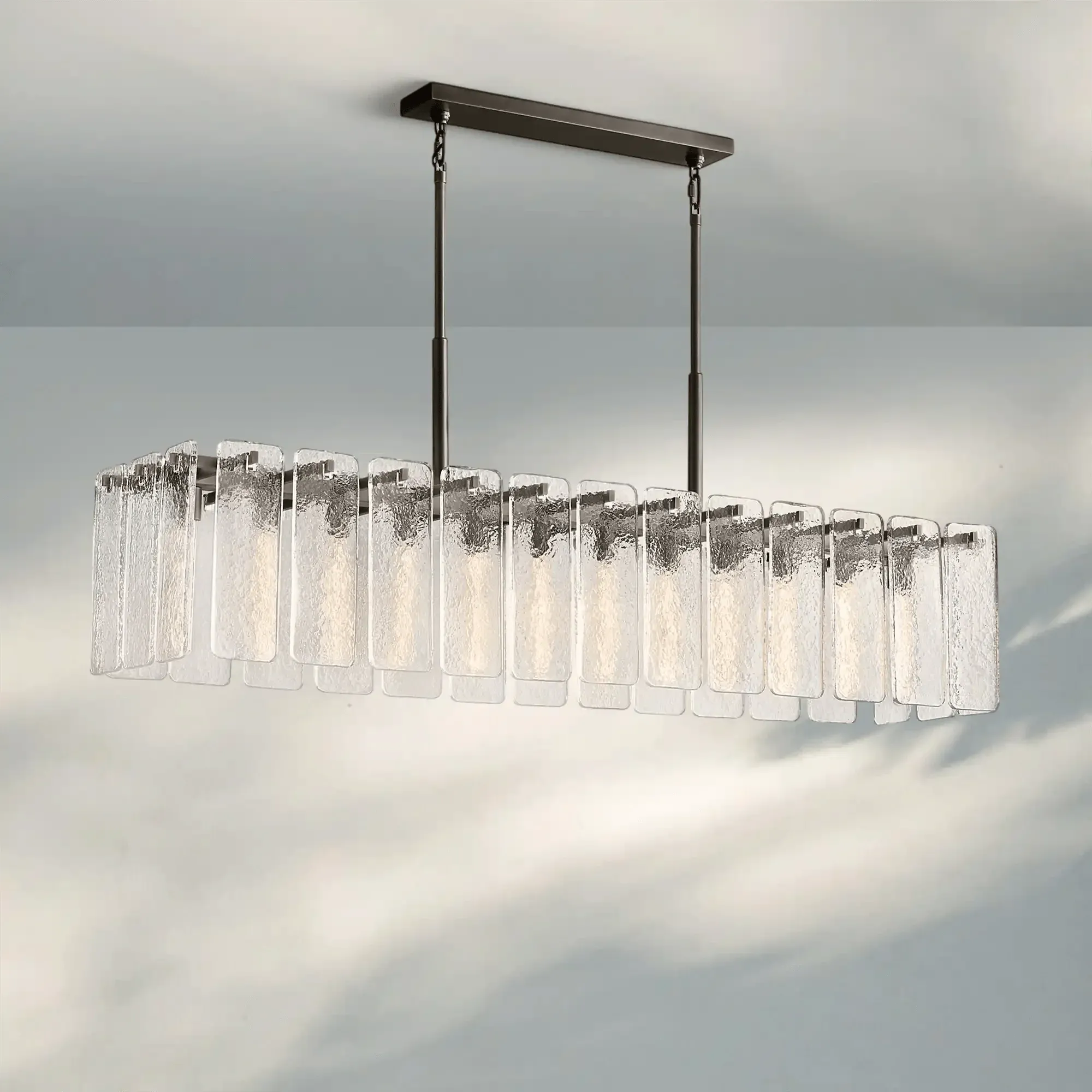 Calametta Glass Rectangular Chandelier 60" 72" - Blushlighting