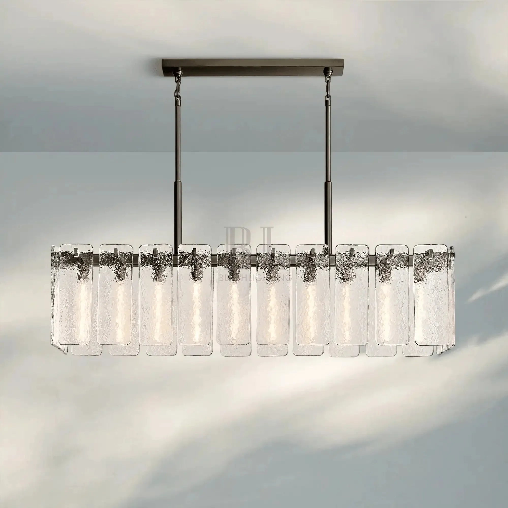 Calametta Glass Rectangular Chandelier 60" 72" - Blushlighting