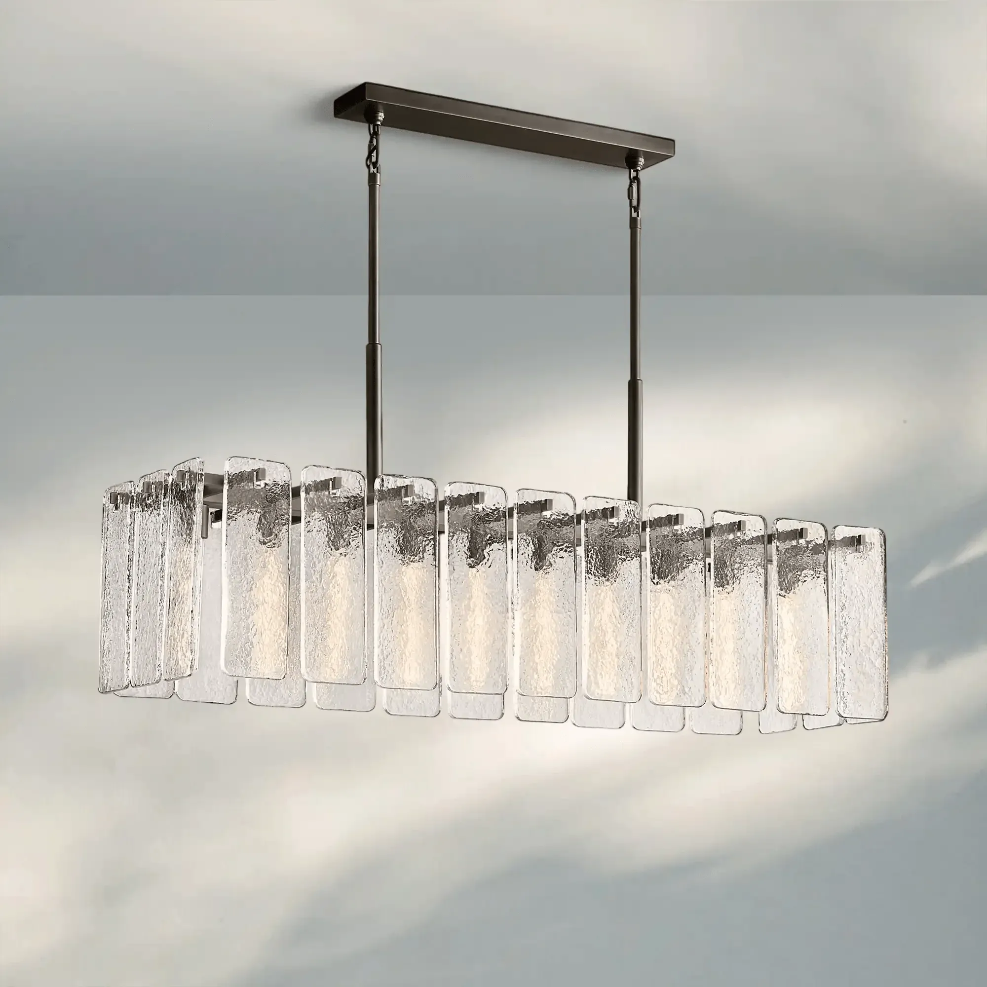 Calametta Glass Rectangular Chandelier 60" 72" - Blushlighting