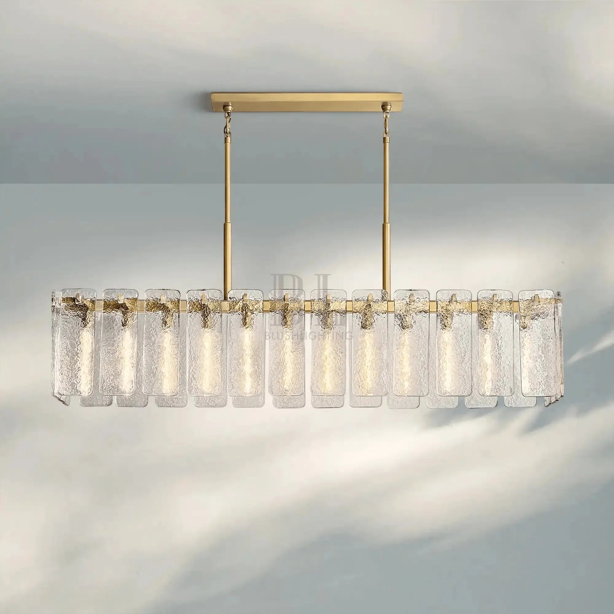 Calametta Glass Rectangular Chandelier 60" 72" - Blushlighting