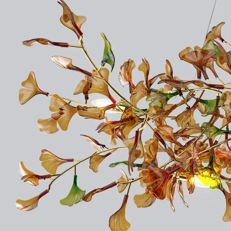 Calla Ginko Leaf Linear Chandelier - GreenL59.06" (150cm)Warm Light 2700KBlushlighting