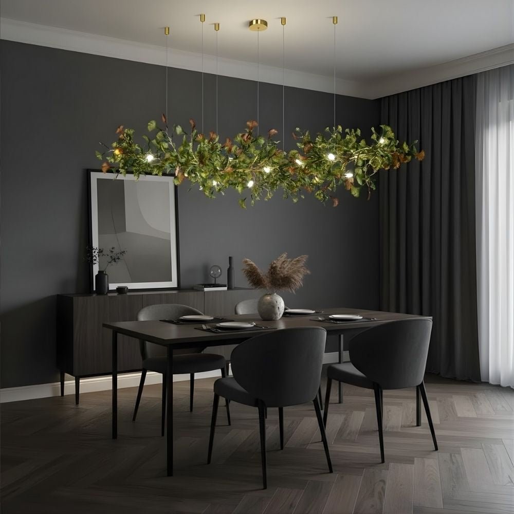 Calla Ginko Leaf Linear Chandelier - GreenL59.06" (150cm)Warm Light 2700KBlushlighting