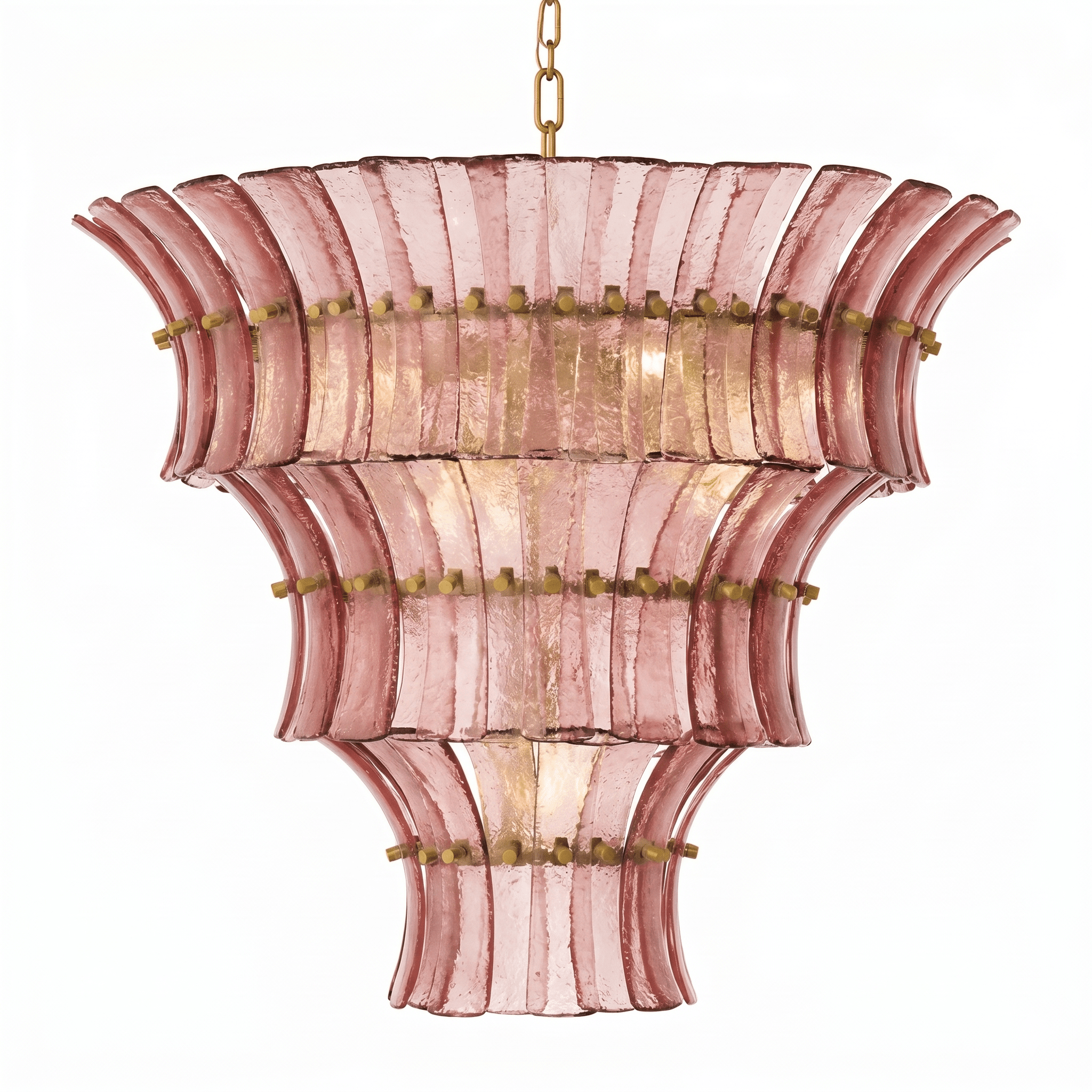 Calyra Tiered Glass Chandelier - ∅ 26.4″ x H 23.6″Pink & GoldBlushlighting
