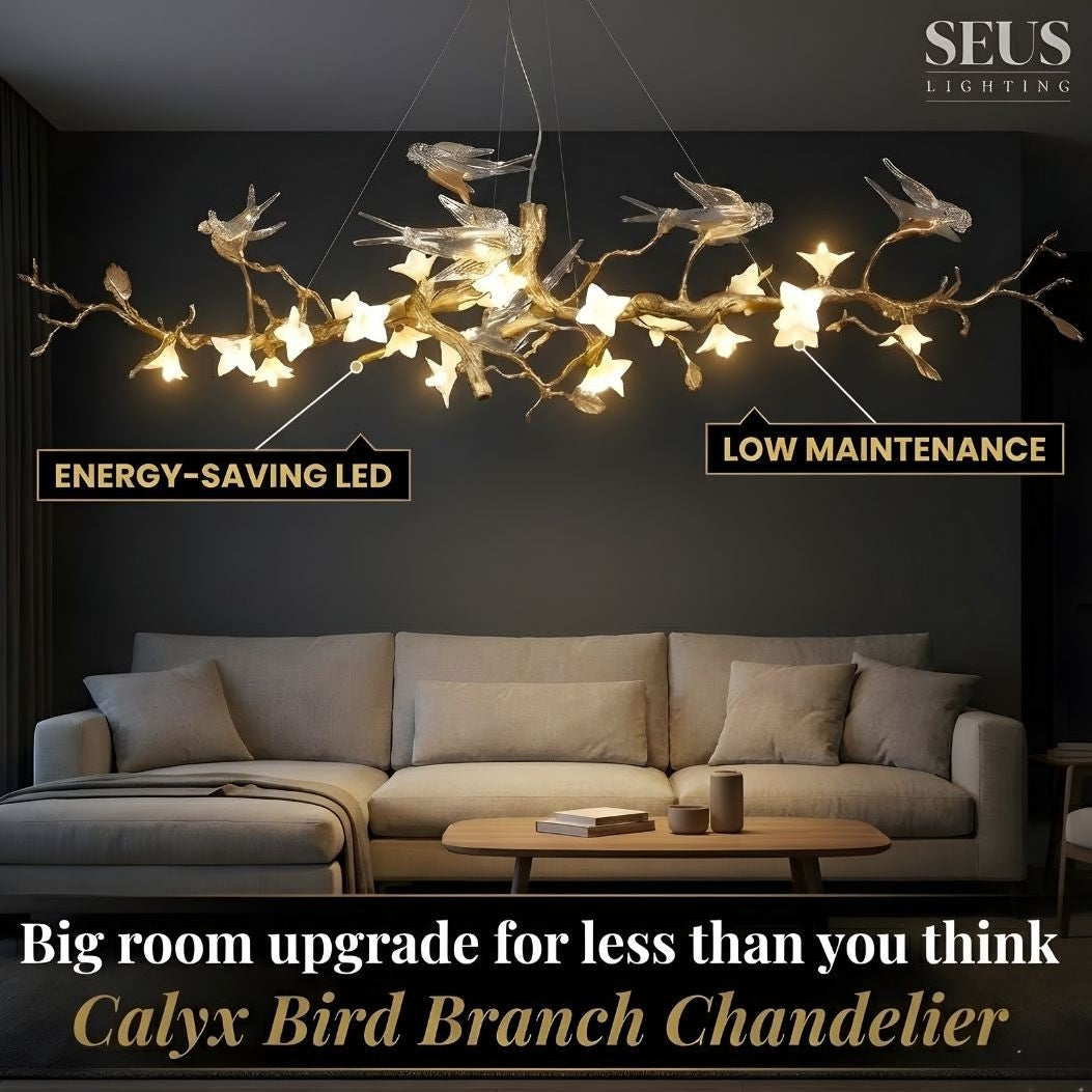 Calyx Bird Branch Chandelier for Dining Room - Copper49.2" (125cm)Warm White 3000KBlushlighting