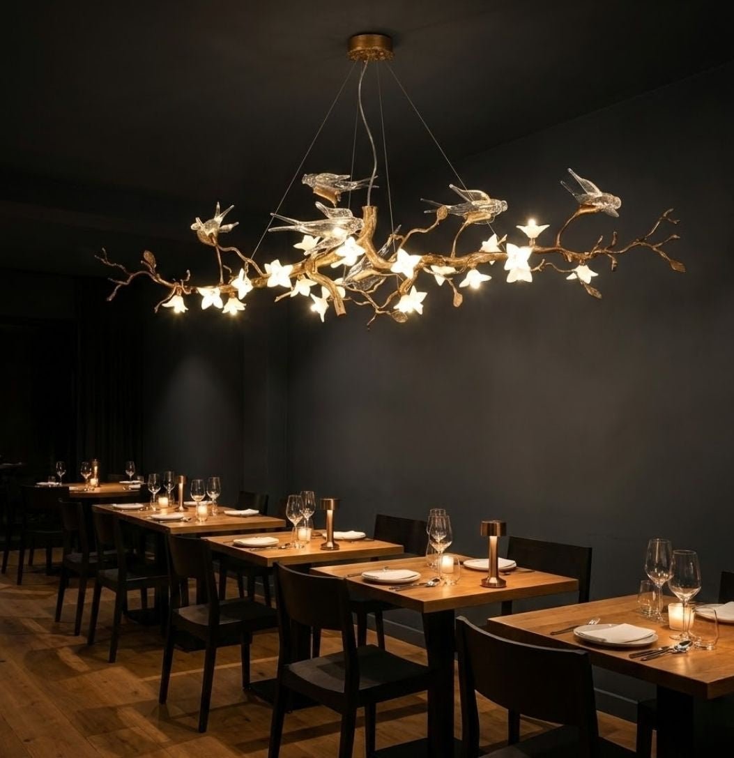 Calyx Bird Branch Chandelier for Dining Room - Copper49.2" (125cm)Warm White 3000KBlushlighting
