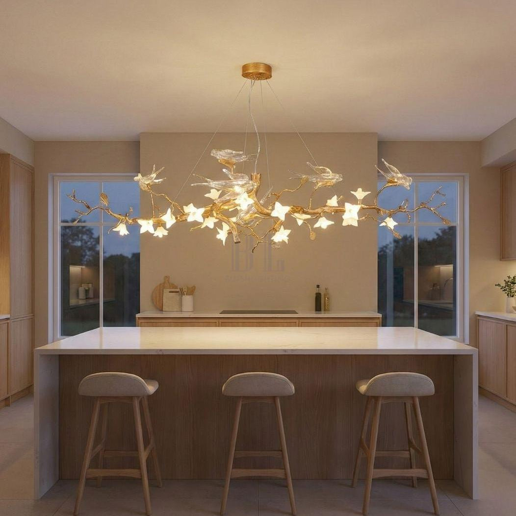 Calyx Bird Branch Chandelier for Dining Room - Copper49.2" (125cm)Warm White 3000KBlushlighting