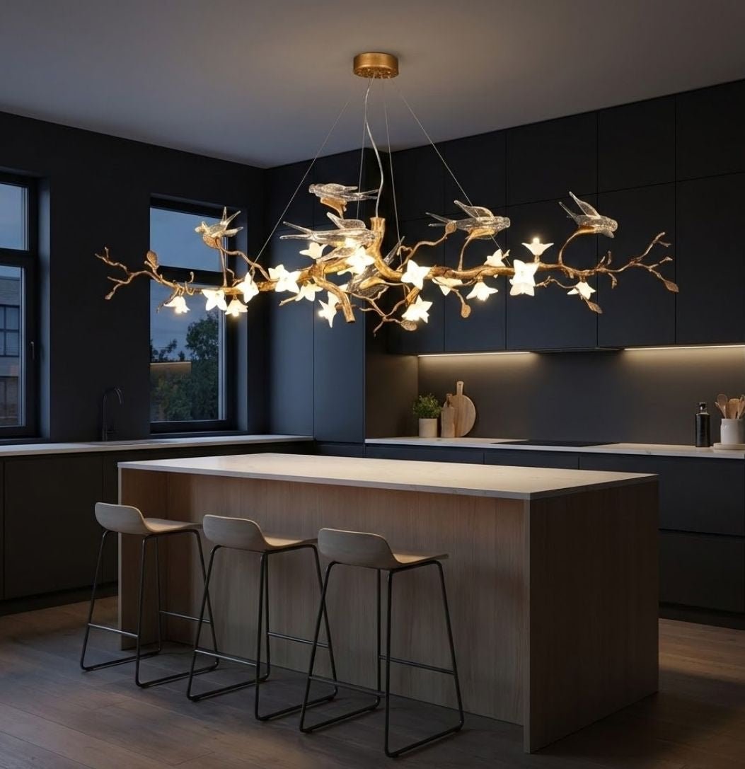 Calyx Bird Branch Chandelier for Dining Room - Copper49.2" (125cm)Warm White 3000KBlushlighting
