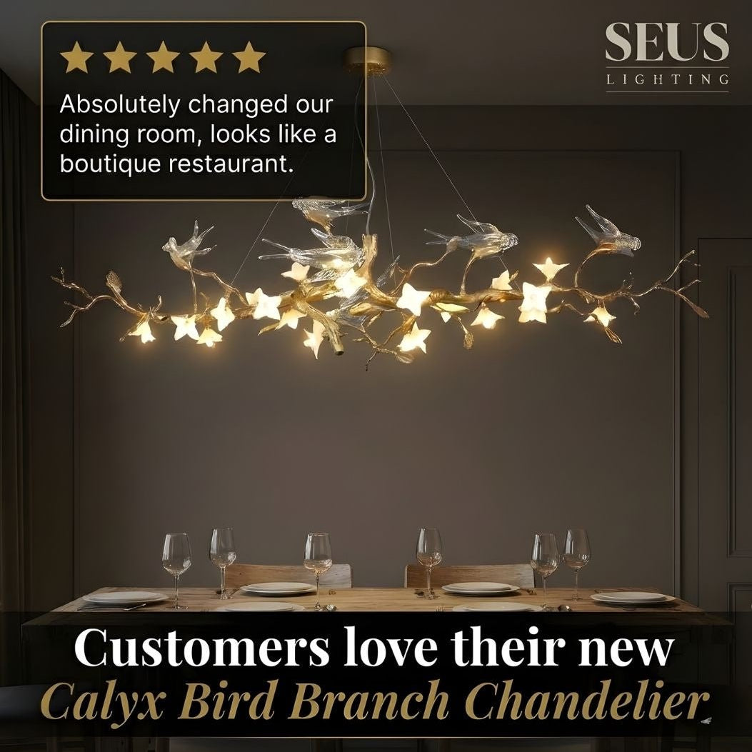 Calyx Bird Branch Chandelier for Dining Room - Copper49.2" (125cm)Warm White 3000KBlushlighting