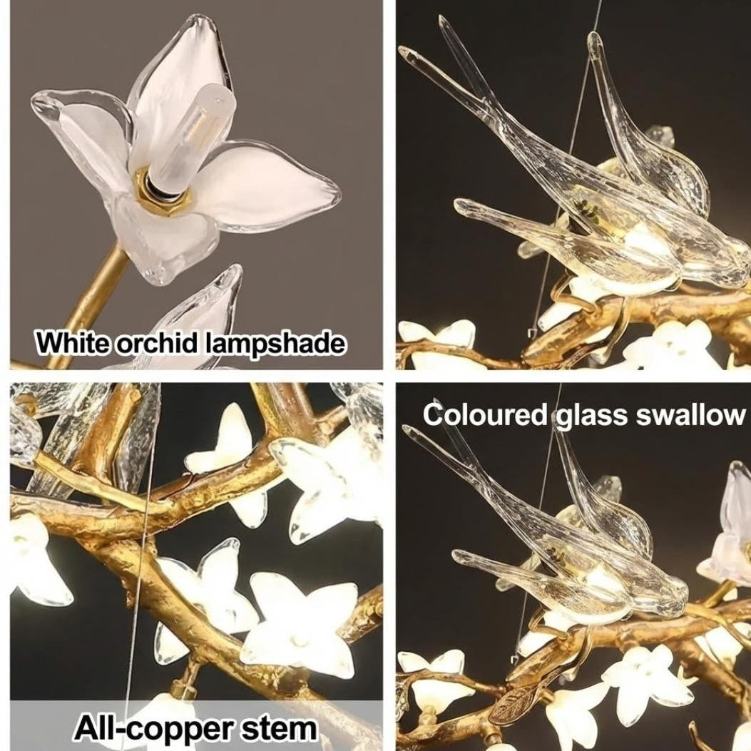 Calyx Bird Branch Chandelier for Dining Room - Copper49.2" (125cm)Warm White 3000KBlushlighting