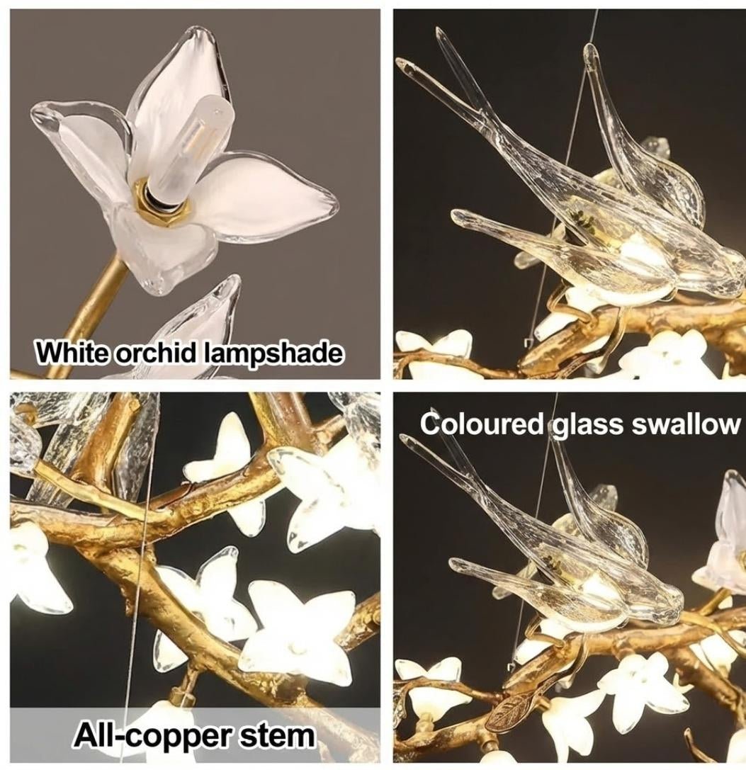 Calyx Bird Branch Chandelier for Dining Room - Copper49.2" (125cm)Warm White 3000KBlushlighting