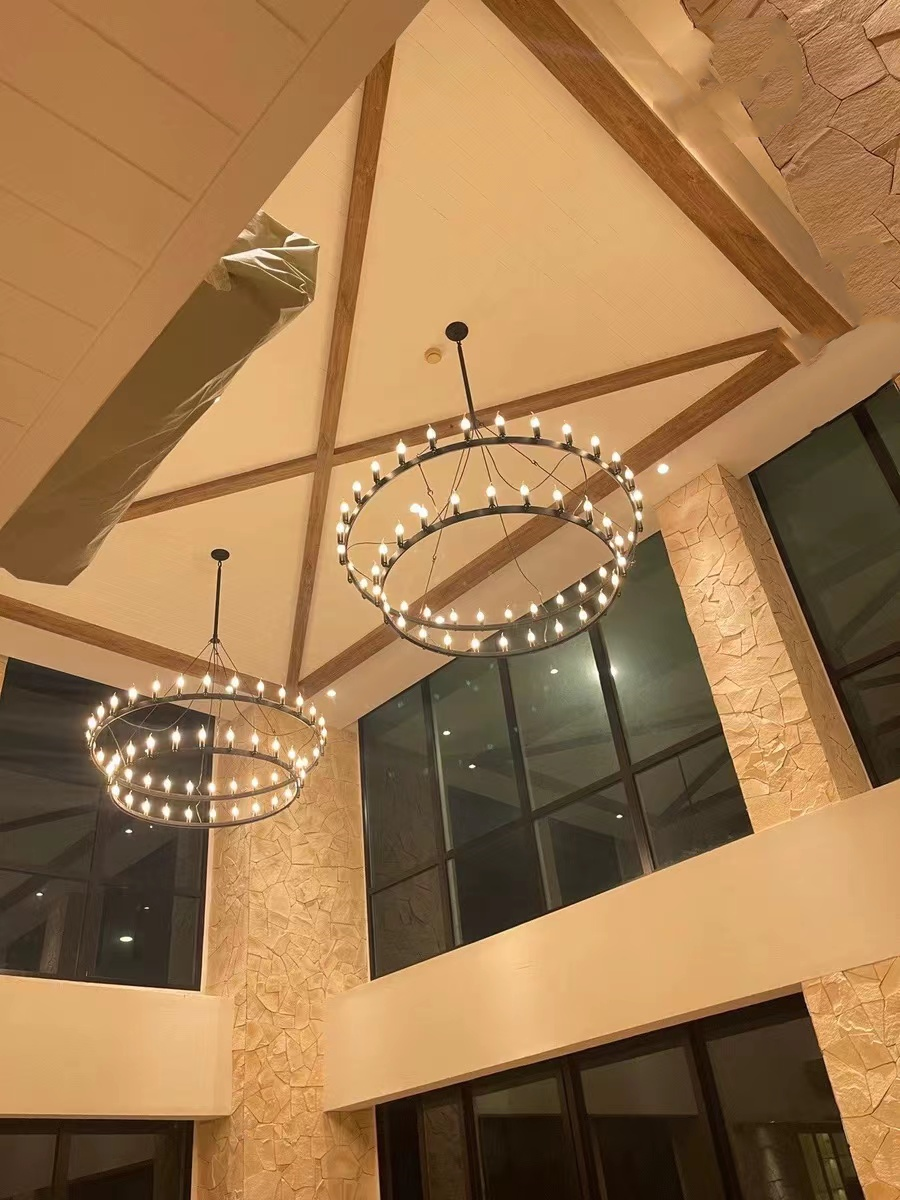 Camina Vintage Filament Two-Tier Round Chandelier 38"