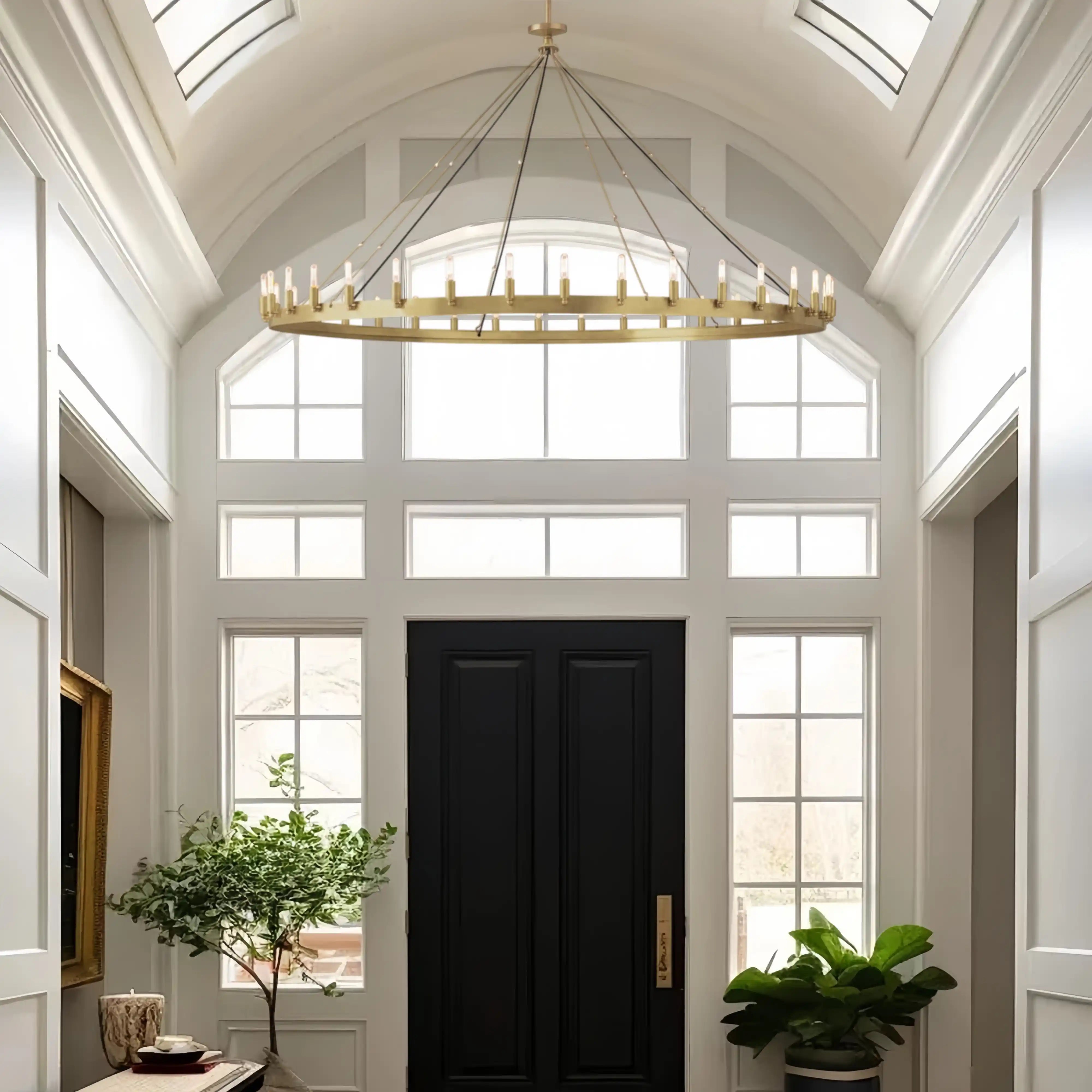 Camina Luxury Vintage Round Chandelier-Round 73'' 36-Light-Lacquered Brass-Filament