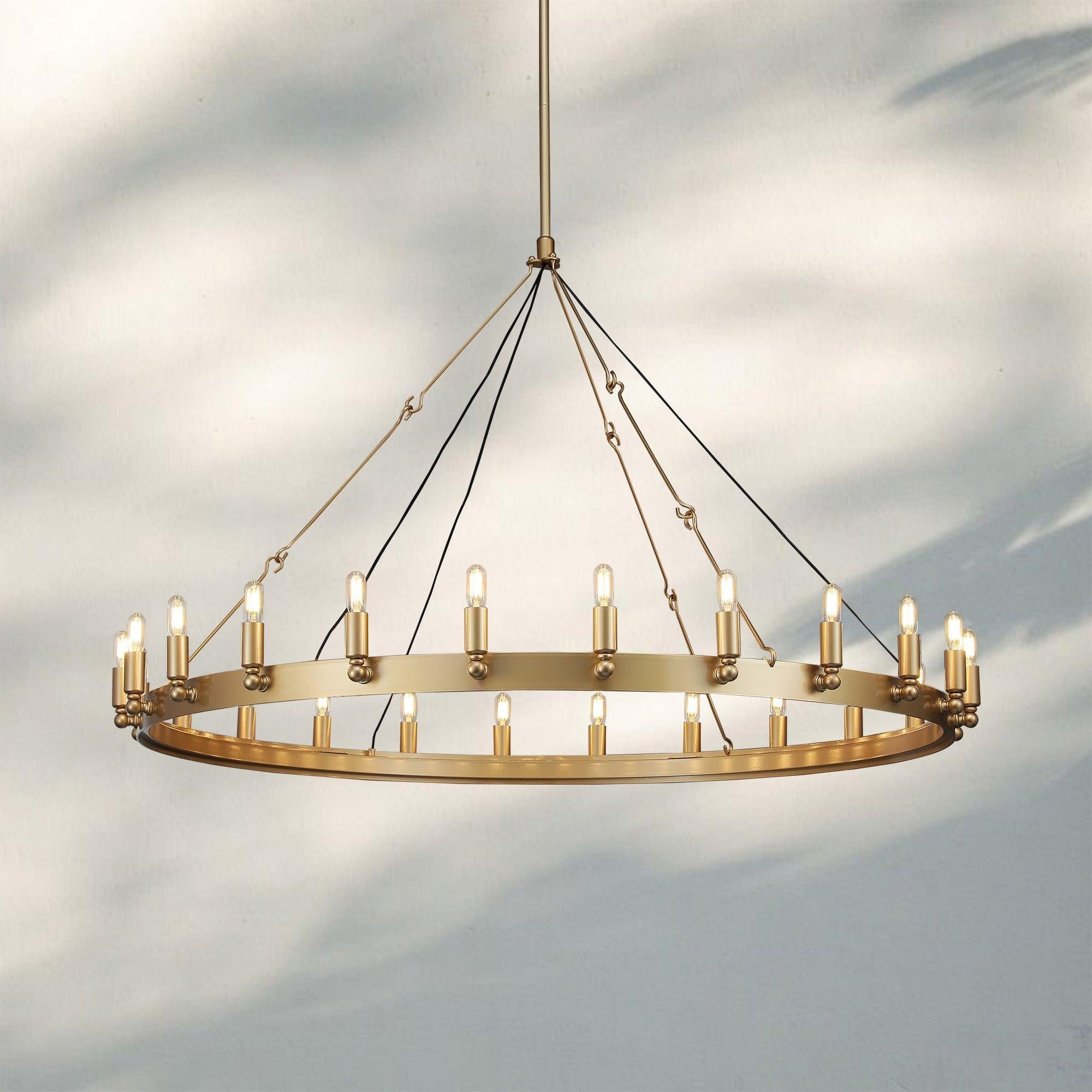 Camina Luxury Vintage Round Chandelier-Round 50'' 24-Light-Lacquered Brass-Filament