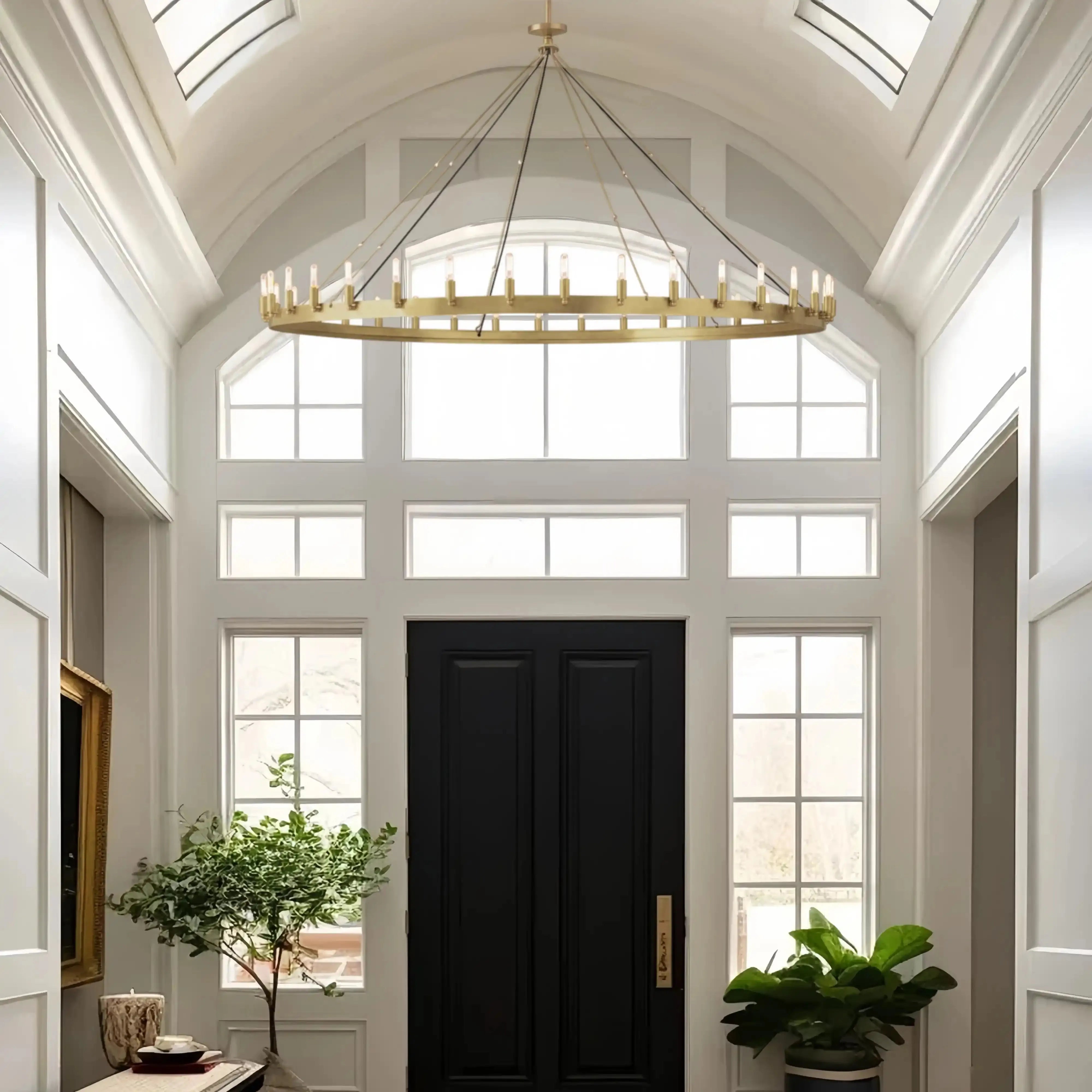 Camina Luxury Vintage Round Chandelier-Round 73'' 36-Light-Lacquered Brass-Filament