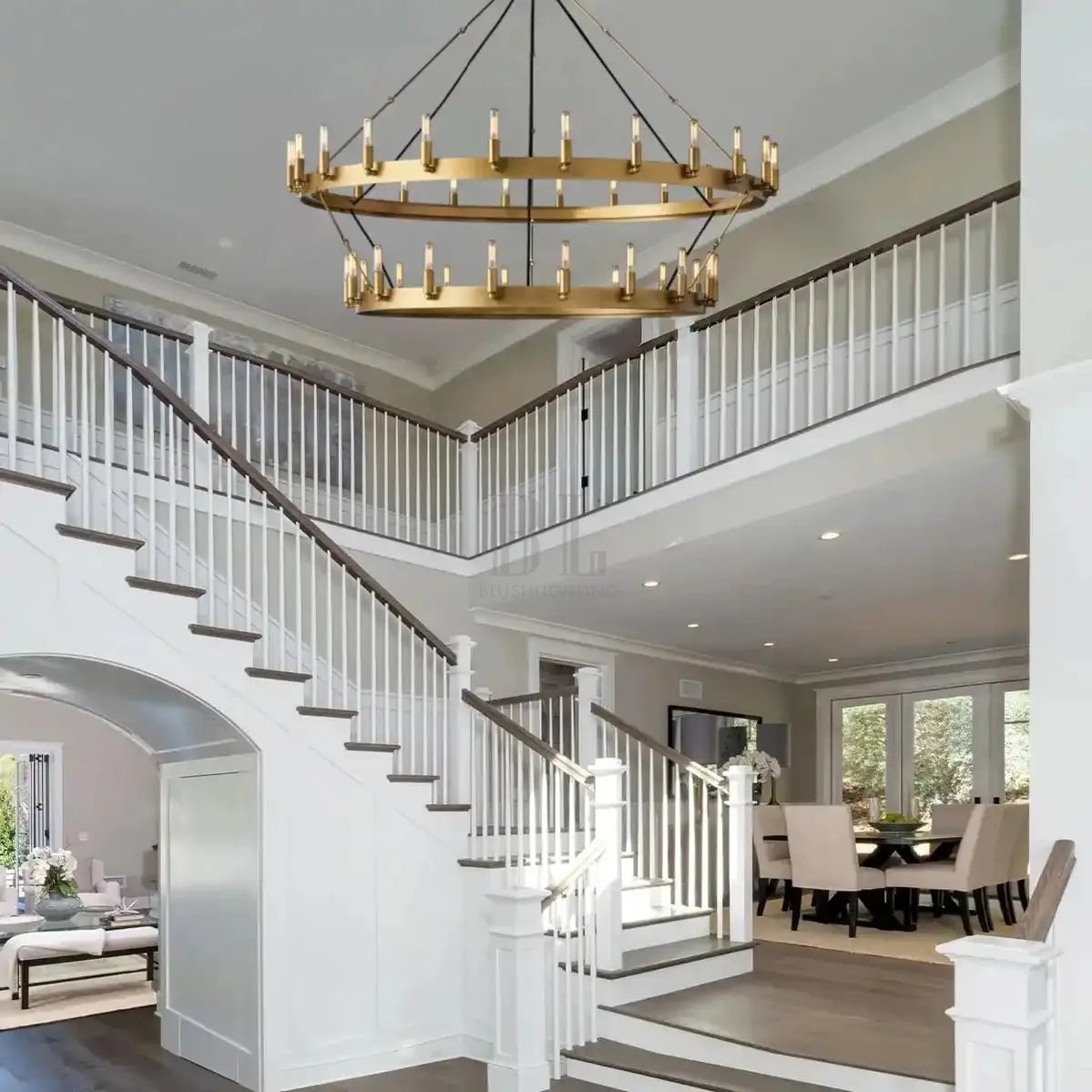 Camina Vintage 2-Tier Round Chandelier-50" 42-Light-Lacquered Brass-Candelabra