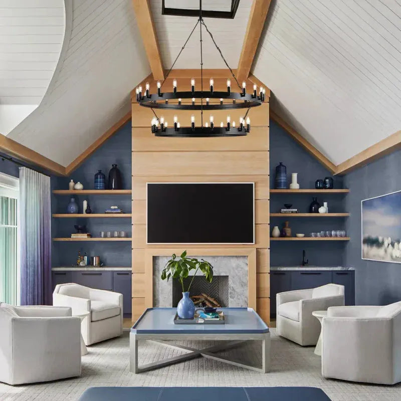 Camina Vintage 2-Tier Round Chandelier-73'' 66-Light-Matte Black-Candelabra