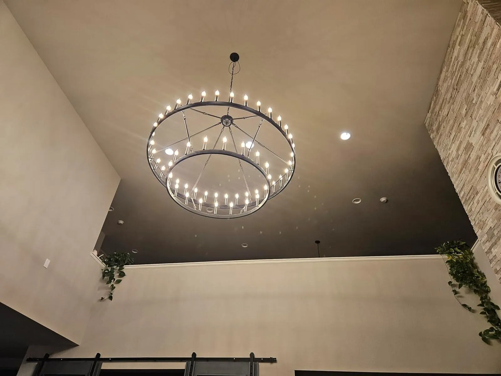 Camina Vintage Filament Two-Tier Round Chandelier 71"