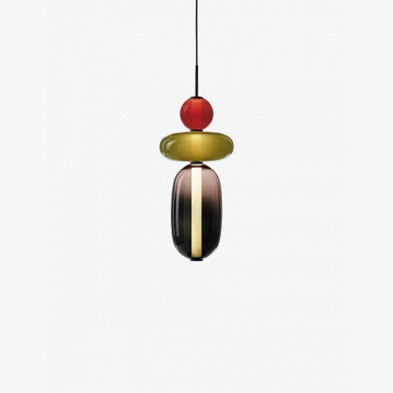Candied Glass Combo Pendant Light - Long canopy 2 heads A1: L 11.8″ x W 4.7″ x H 59″Warm LightBlushlighting
