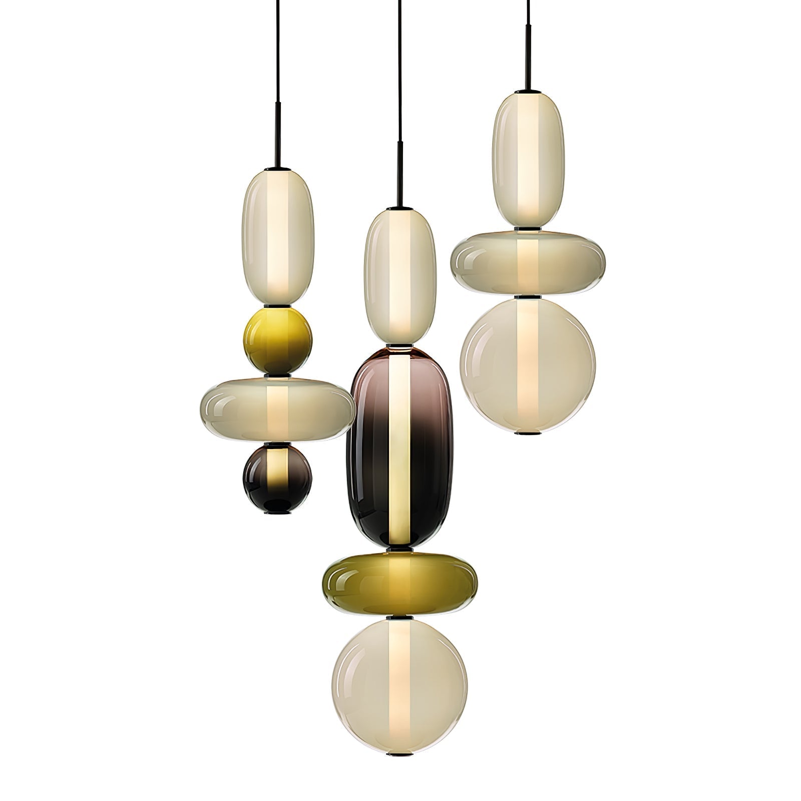 Candied Glass Combo Pendant Light - Long canopy 2 heads A1: L 11.8″ x W 4.7″ x H 59″Warm LightBlushlighting
