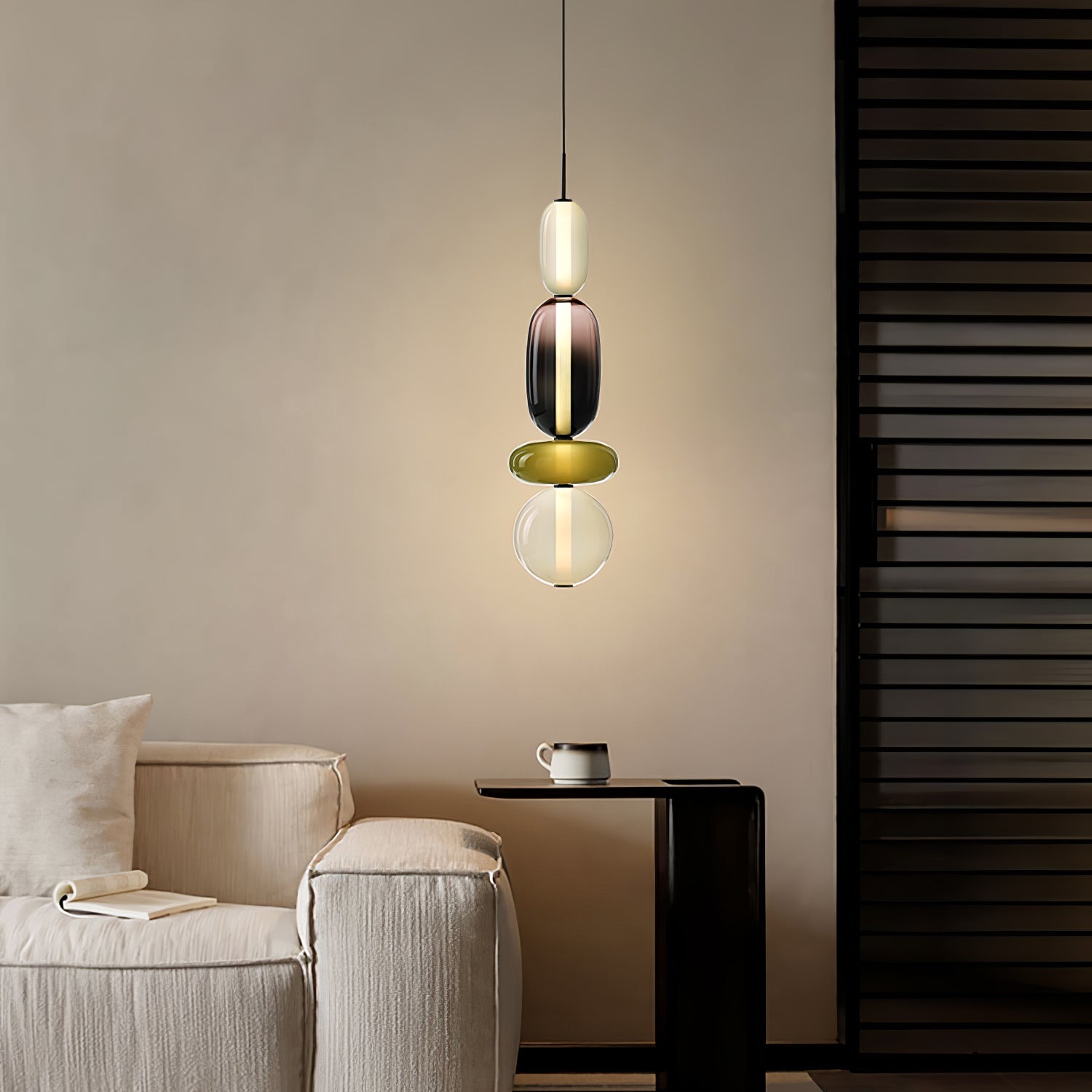 Candied Glass Combo Pendant Light - Long canopy 2 heads A1: L 11.8″ x W 4.7″ x H 59″Warm LightBlushlighting