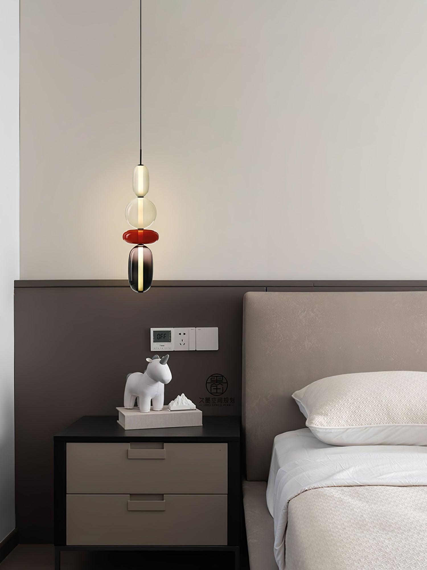 Candied Glass Combo Pendant Light - Long canopy 2 heads A1: L 11.8″ x W 4.7″ x H 59″Warm LightBlushlighting