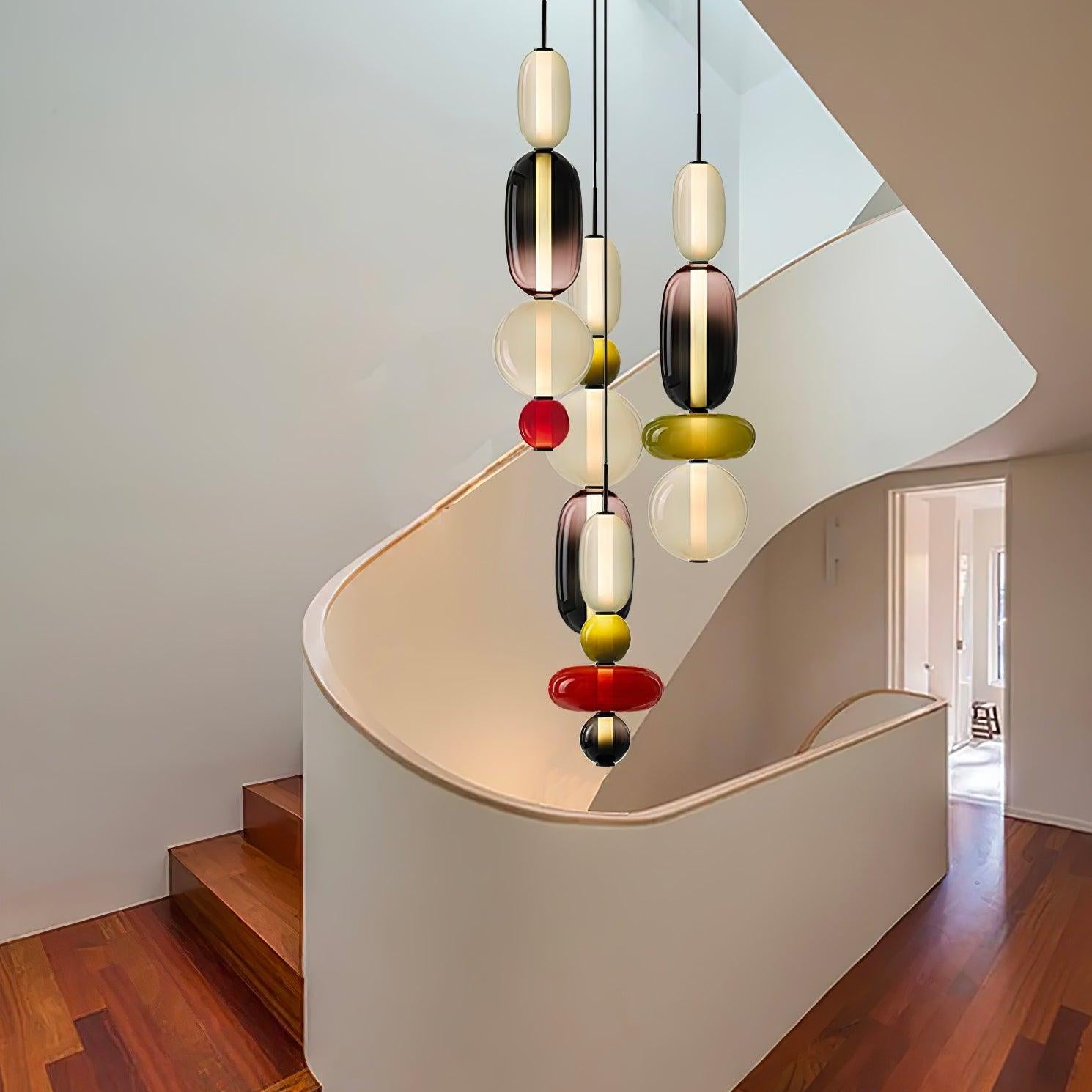 Candied Glass Combo Pendant Light - Long canopy 2 heads A1: L 11.8″ x W 4.7″ x H 59″Warm LightBlushlighting