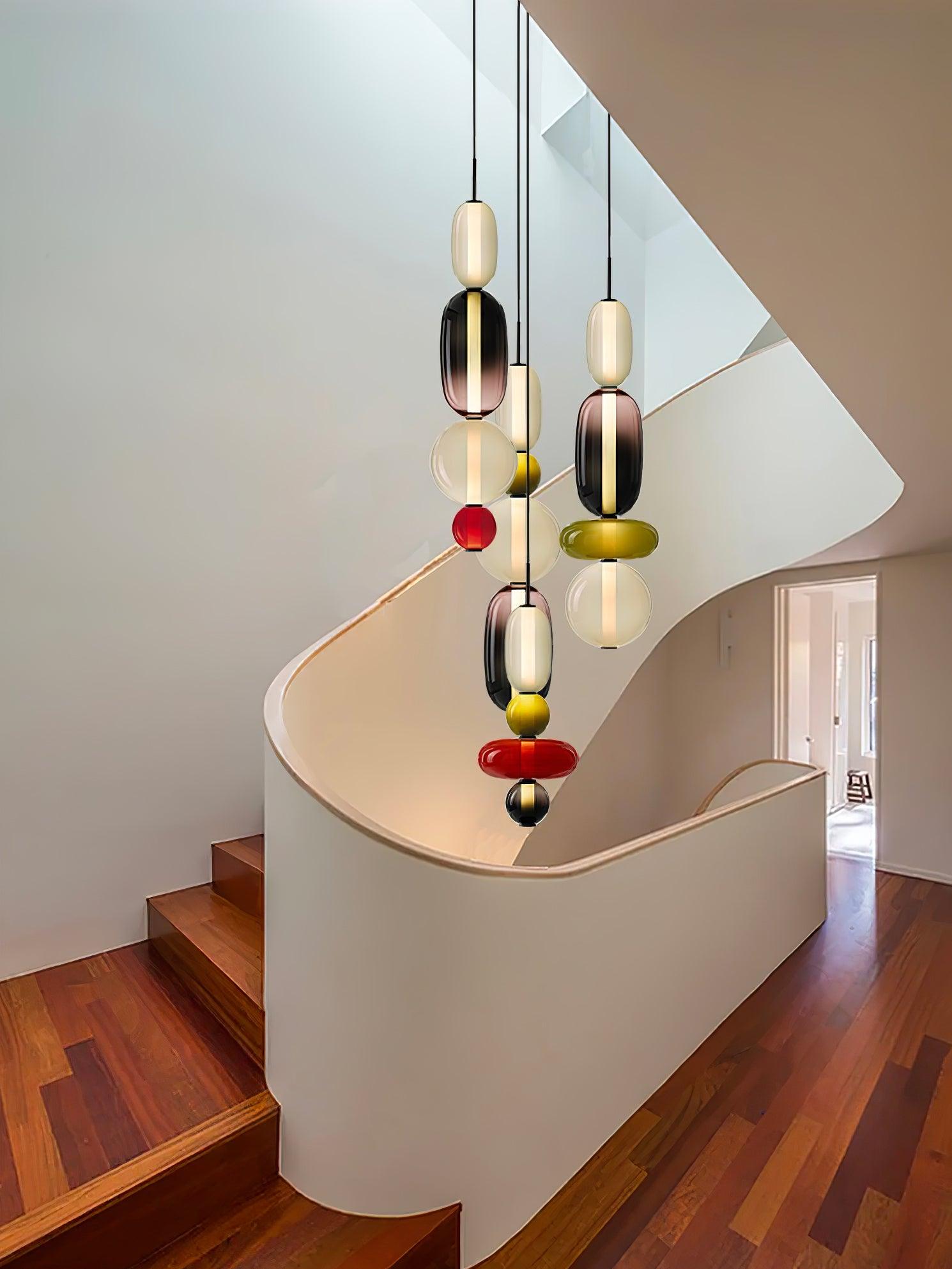 Candied Glass Combo Pendant Light - Long canopy 2 heads A1: L 11.8″ x W 4.7″ x H 59″Warm LightBlushlighting