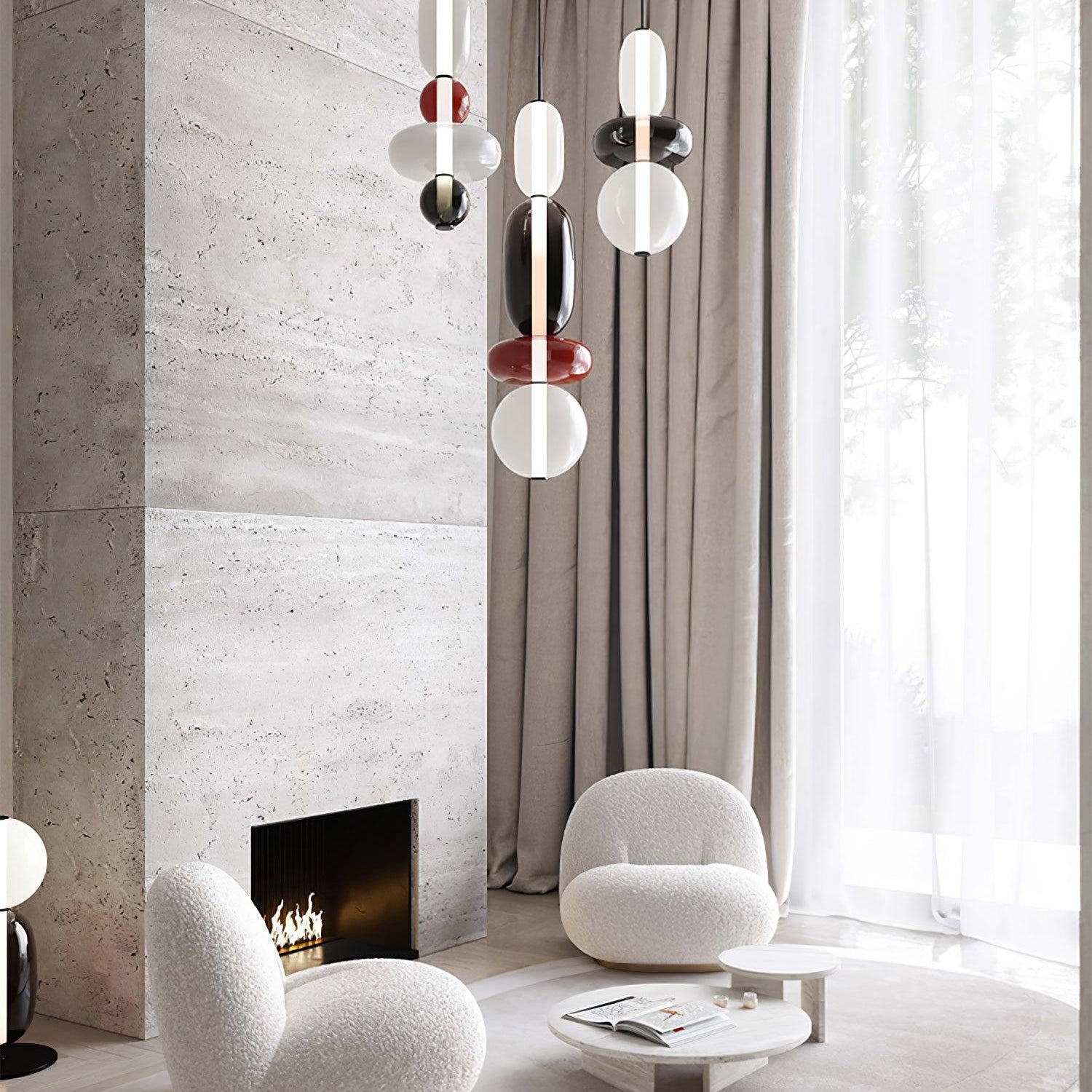 Candied Glass Combo Pendant Light - Long canopy 2 heads A1: L 11.8″ x W 4.7″ x H 59″Warm LightBlushlighting