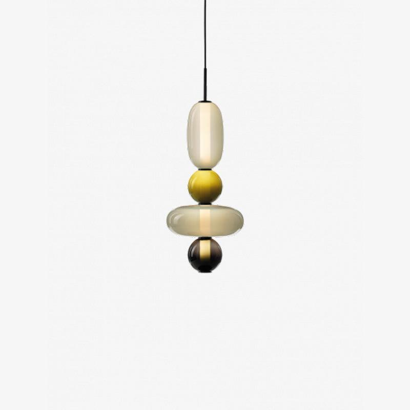 Candied Glass Combo Pendant Light - Long canopy 2 heads A1: L 11.8″ x W 4.7″ x H 59″Warm LightBlushlighting