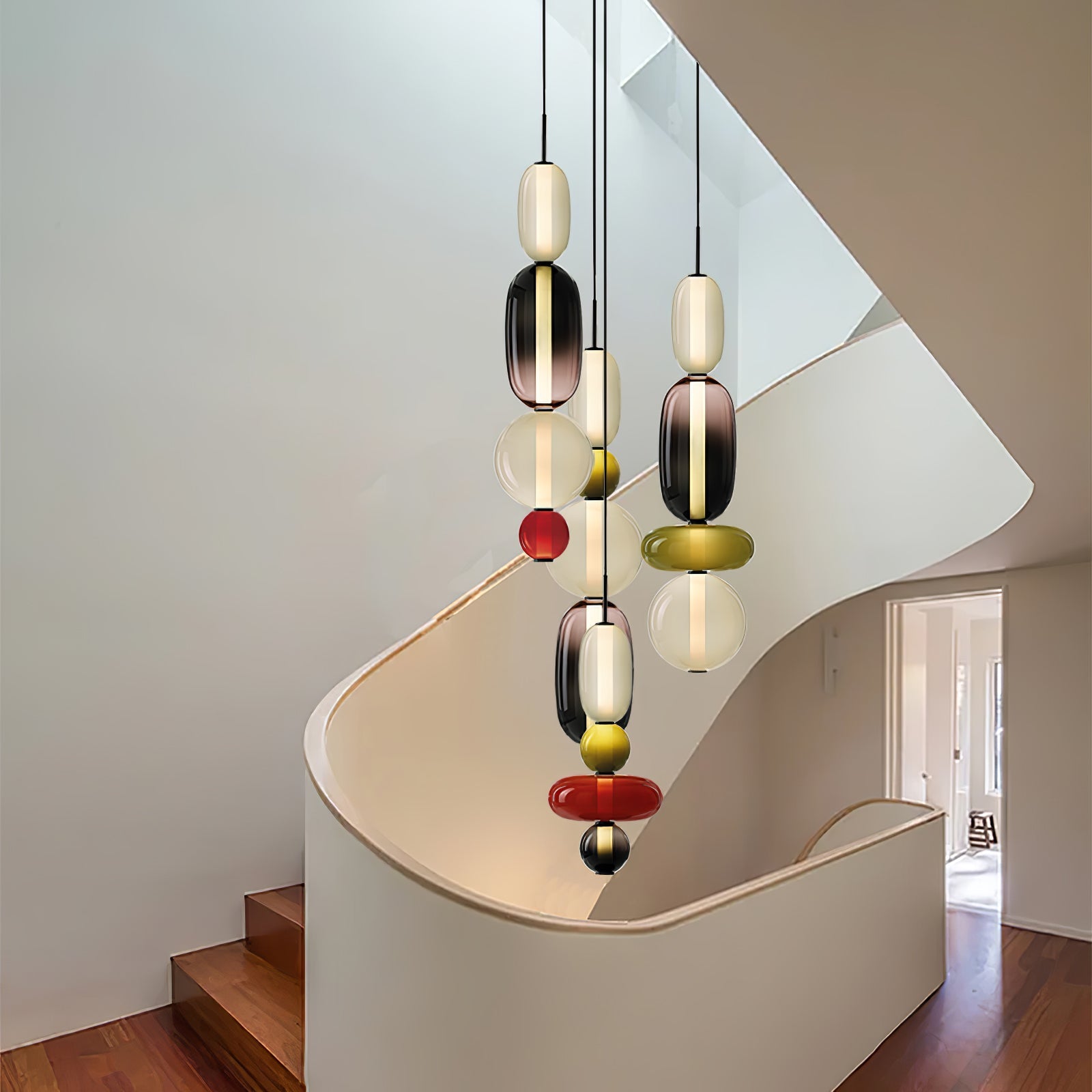 Candied Glass Combo Pendant Light - Long canopy 2 heads A1: L 11.8″ x W 4.7″ x H 59″Warm LightBlushlighting
